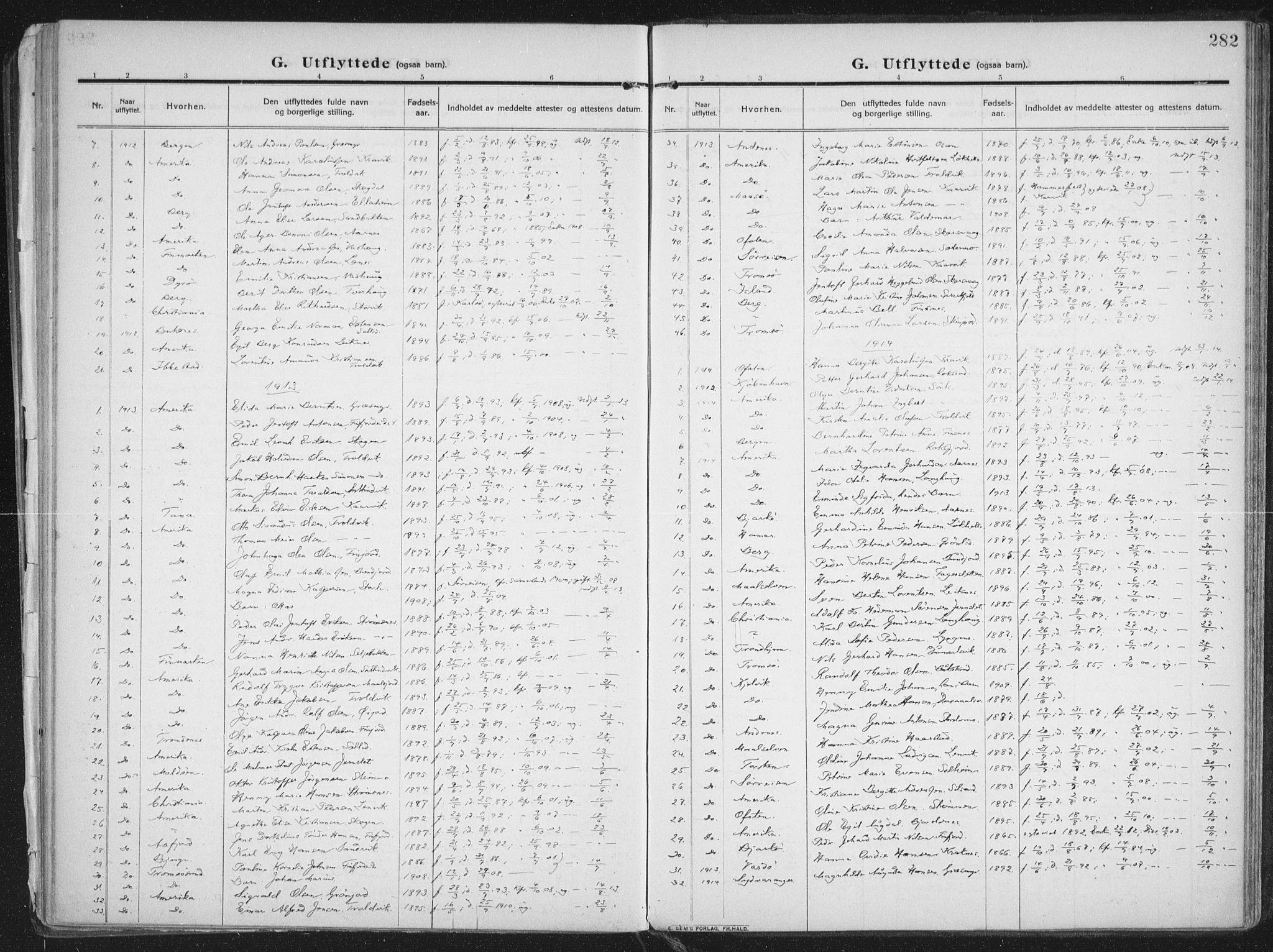 Lenvik sokneprestembete, SATØ/S-1310/H/Ha/Haa/L0016kirke: Parish register (official) no. 16, 1910-1924, p. 282