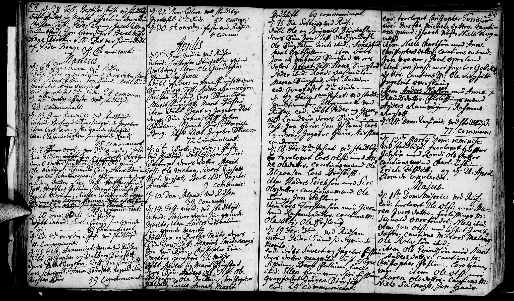 Ministerialprotokoller, klokkerbøker og fødselsregistre - Sør-Trøndelag, SAT/A-1456/646/L0604: Parish register (official) no. 646A02, 1735-1750, p. 58-59