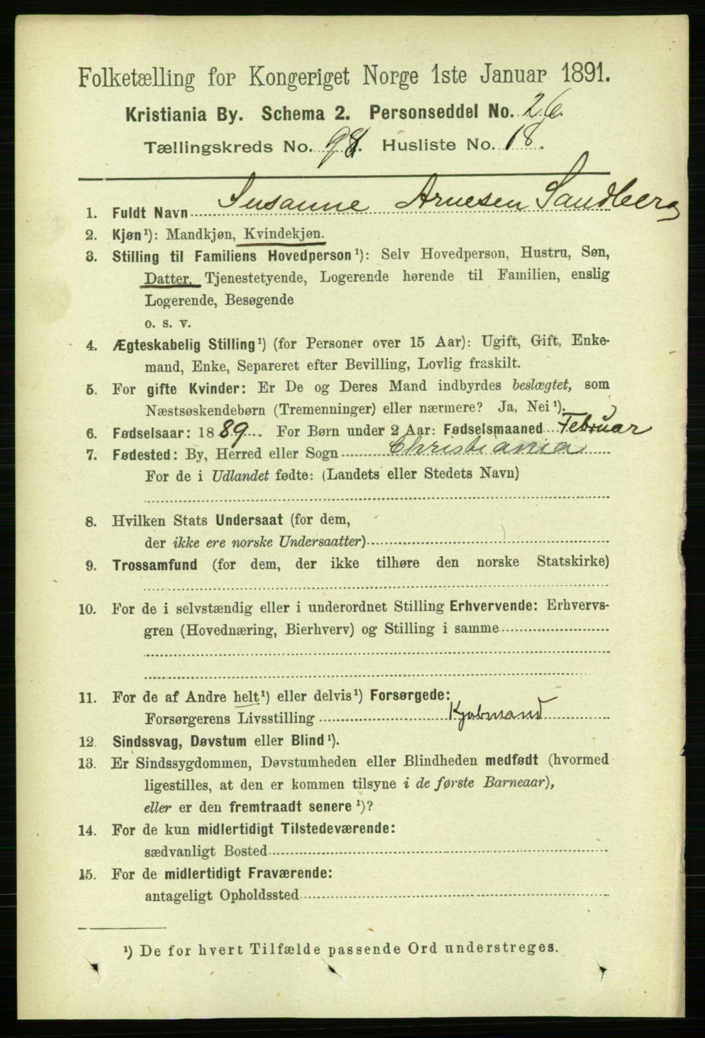 RA, 1891 census for 0301 Kristiania, 1891, p. 48258