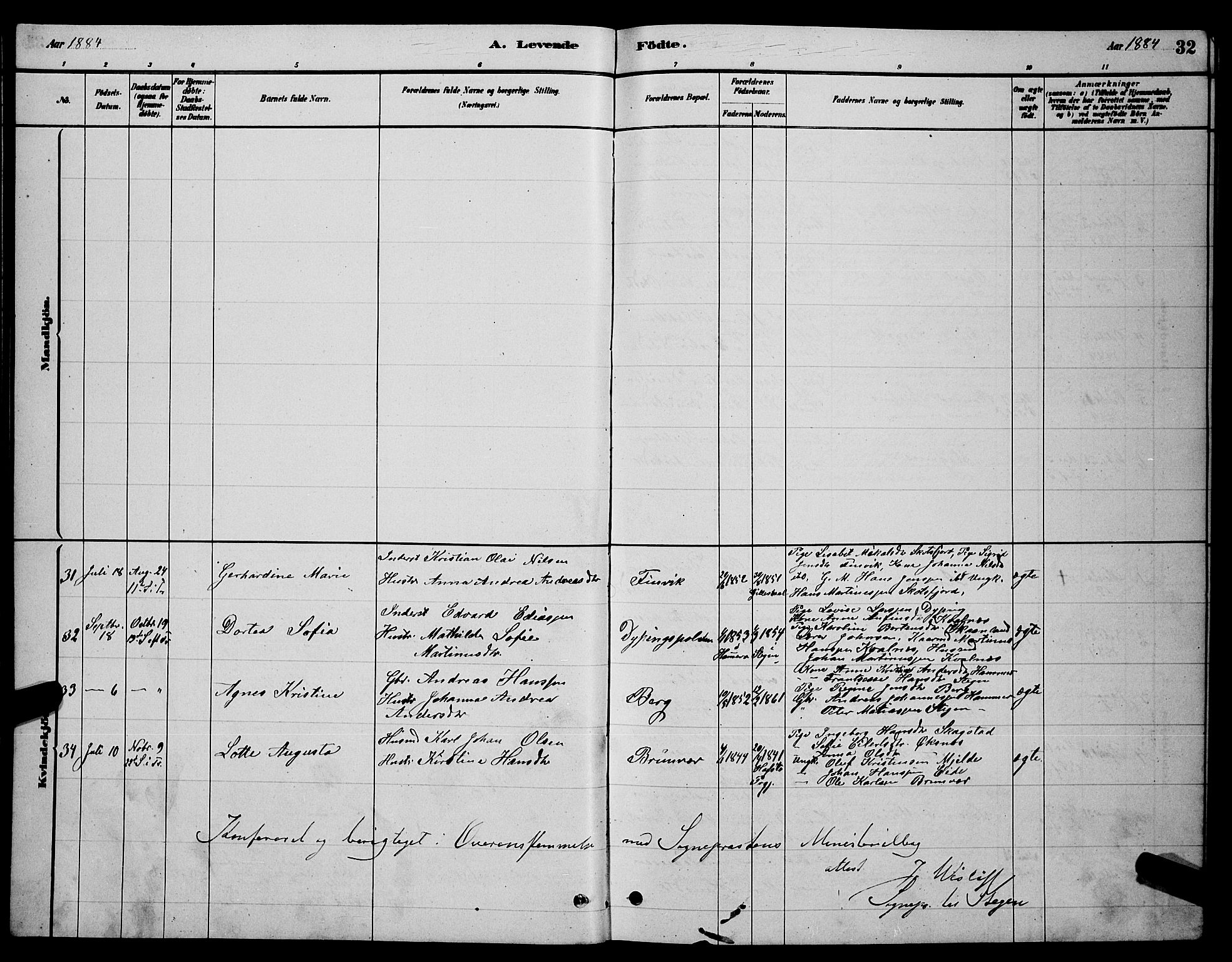 Ministerialprotokoller, klokkerbøker og fødselsregistre - Nordland, AV/SAT-A-1459/855/L0816: Parish register (copy) no. 855C05, 1879-1894, p. 32