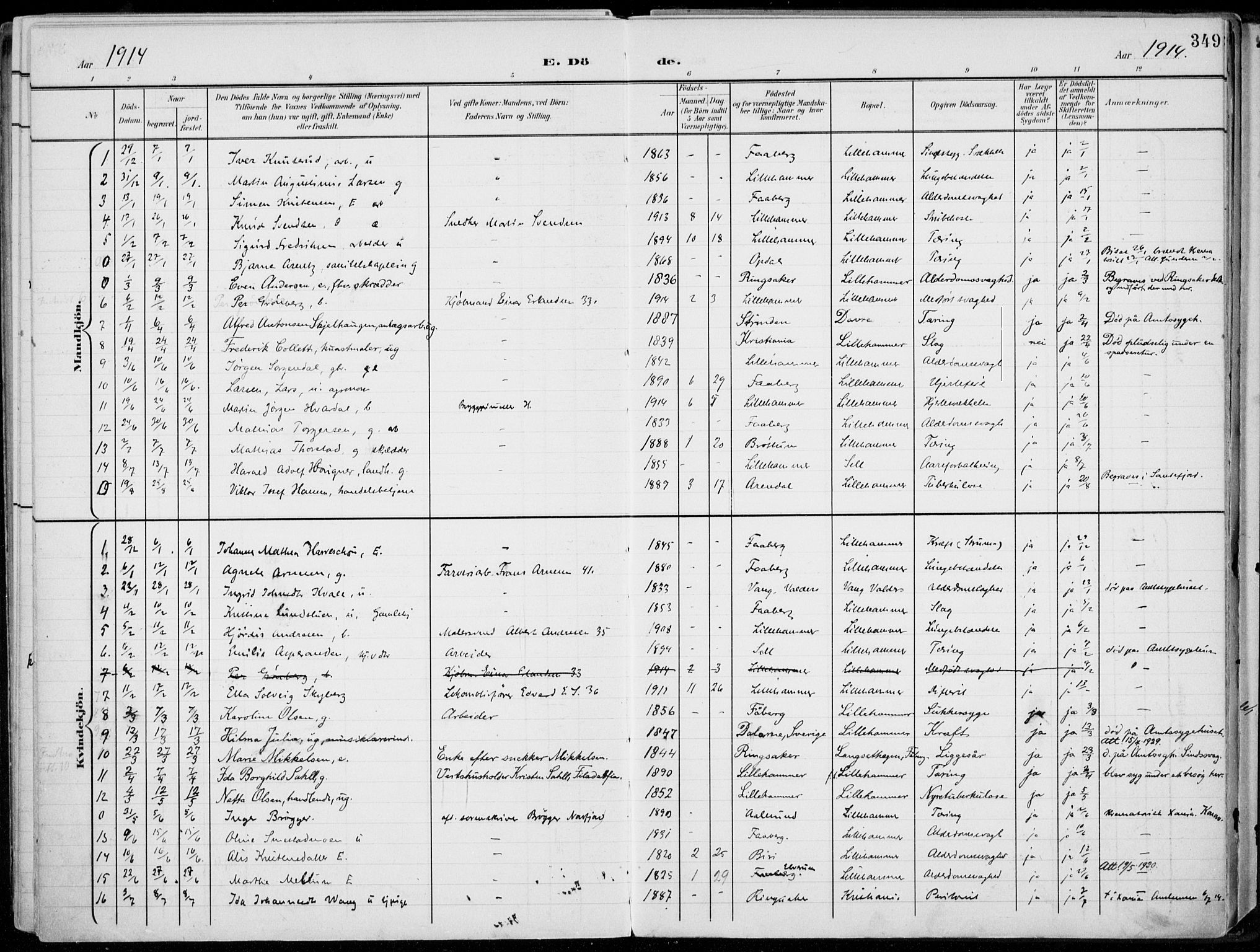 Lillehammer prestekontor, AV/SAH-PREST-088/H/Ha/Haa/L0001: Parish register (official) no. 1, 1901-1916, p. 349