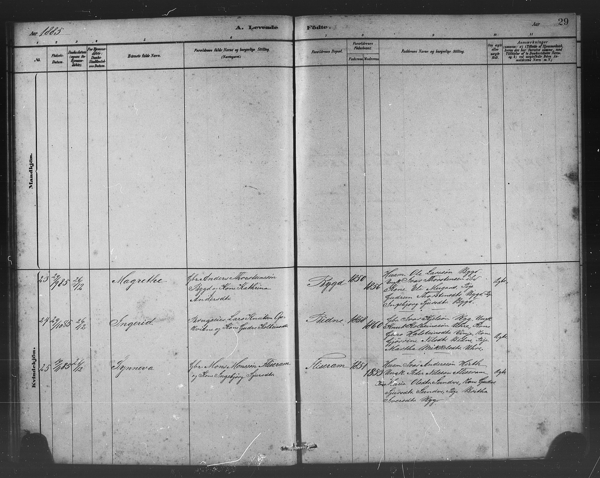 Vossestrand Sokneprestembete, AV/SAB-A-79101/H/Hab: Parish register (copy) no. B 3, 1880-1907, p. 29