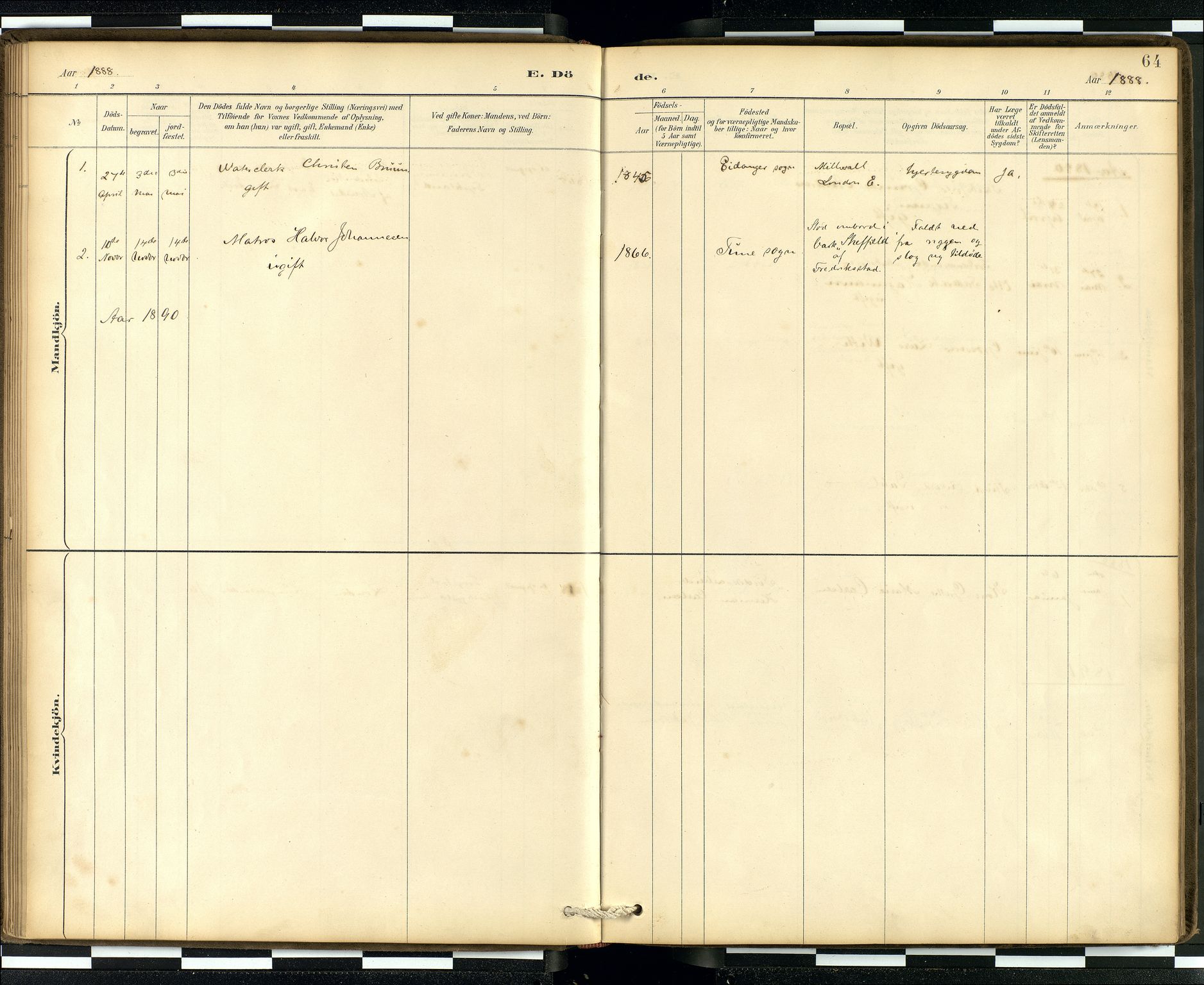  Den norske sjømannsmisjon i utlandet/London m/bistasjoner, SAB/SAB/PA-0103/H/Ha/L0002: Parish register (official) no. A 2, 1887-1903, p. 63b-64a