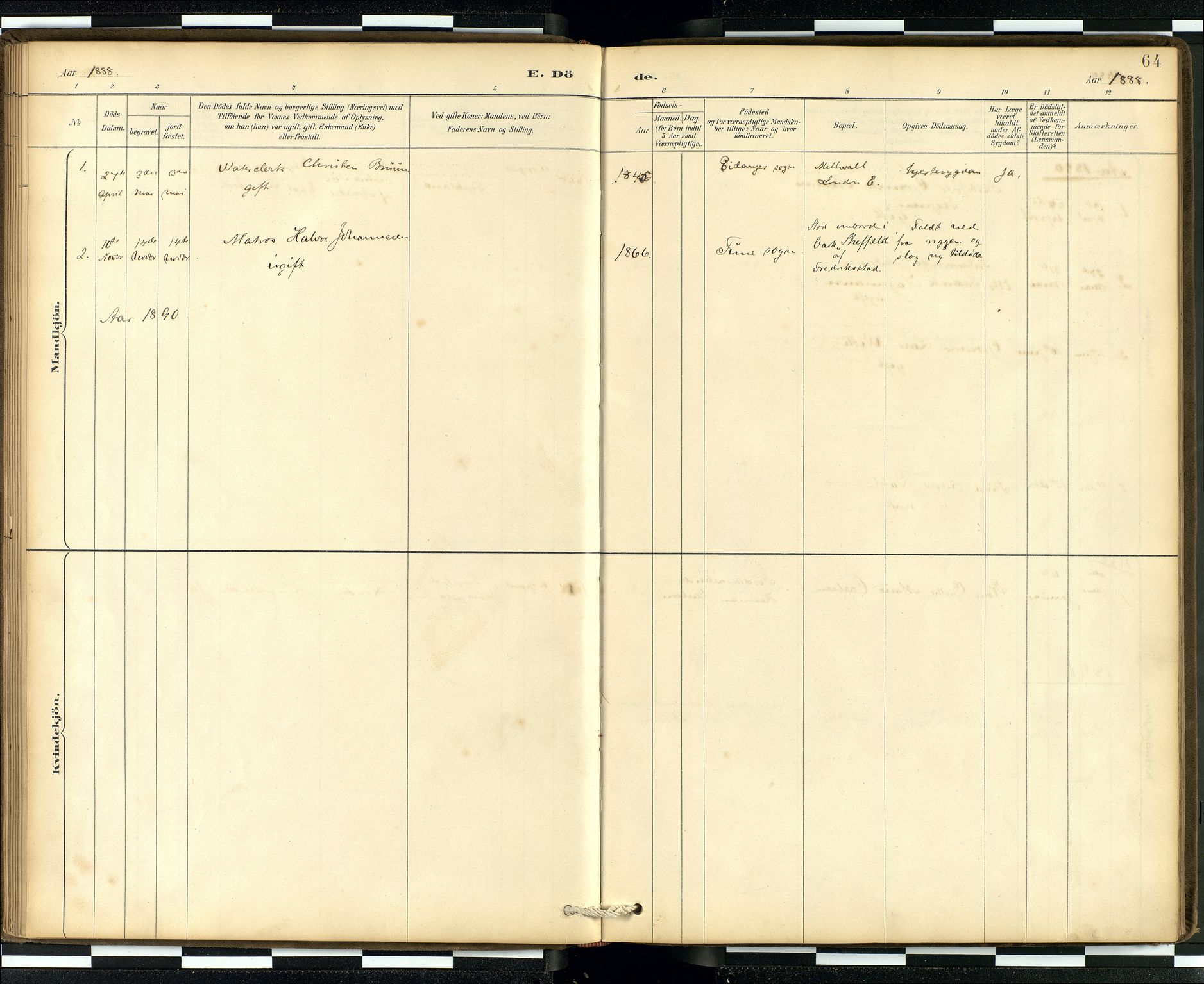 Den norske sjømannsmisjon i utlandet/London m/bistasjoner, AV/SAB-SAB/PA-0103/H/Ha/L0002: Parish register (official) no. A 2, 1887-1903, p. 63b-64a