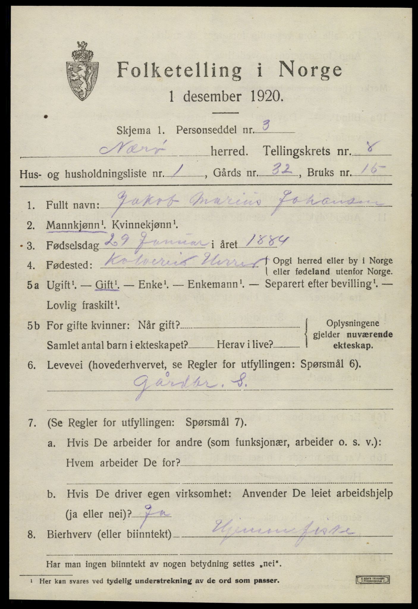 SAT, 1920 census for Nærøy, 1920, p. 4301