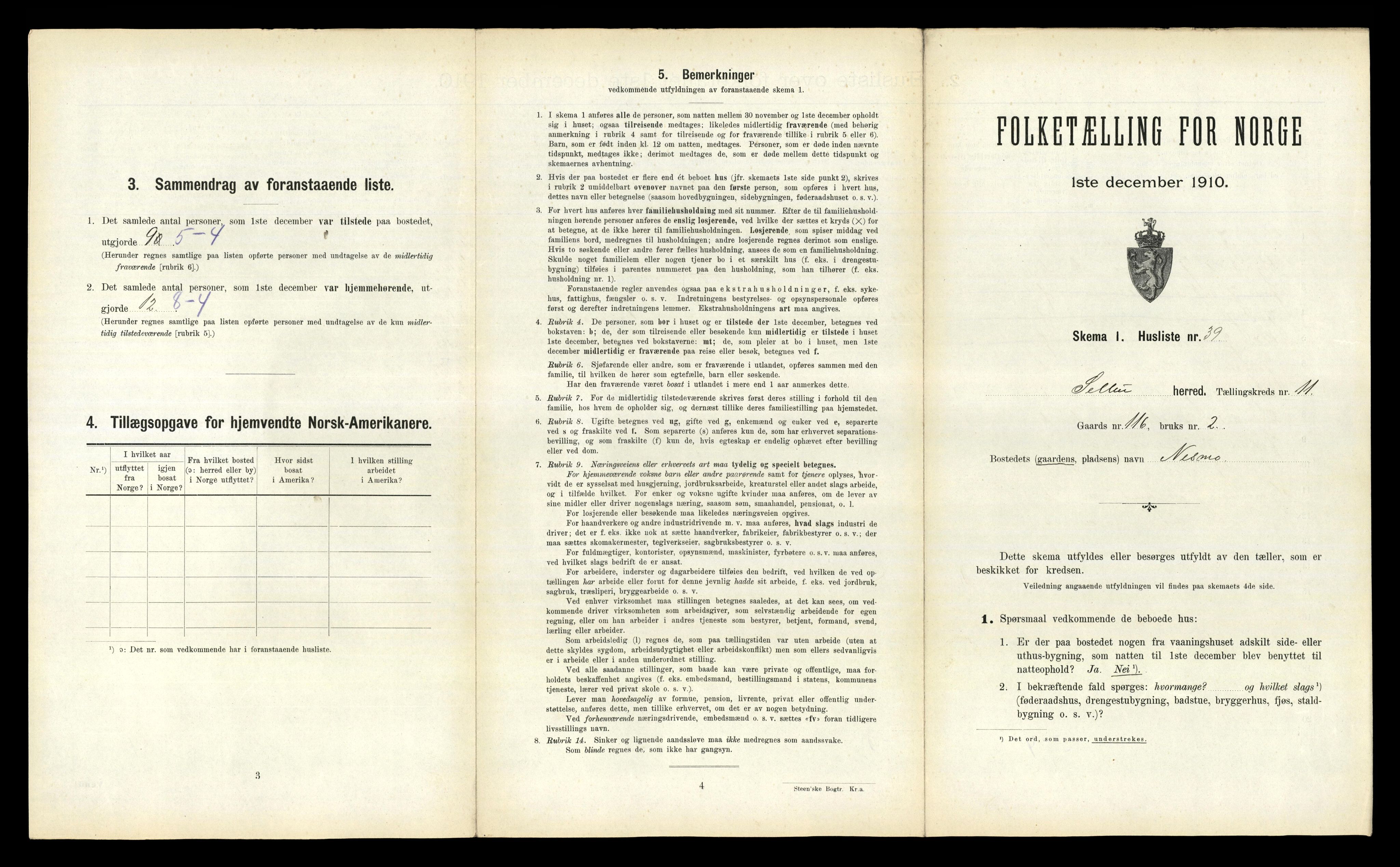 RA, 1910 census for Selbu, 1910, p. 1158