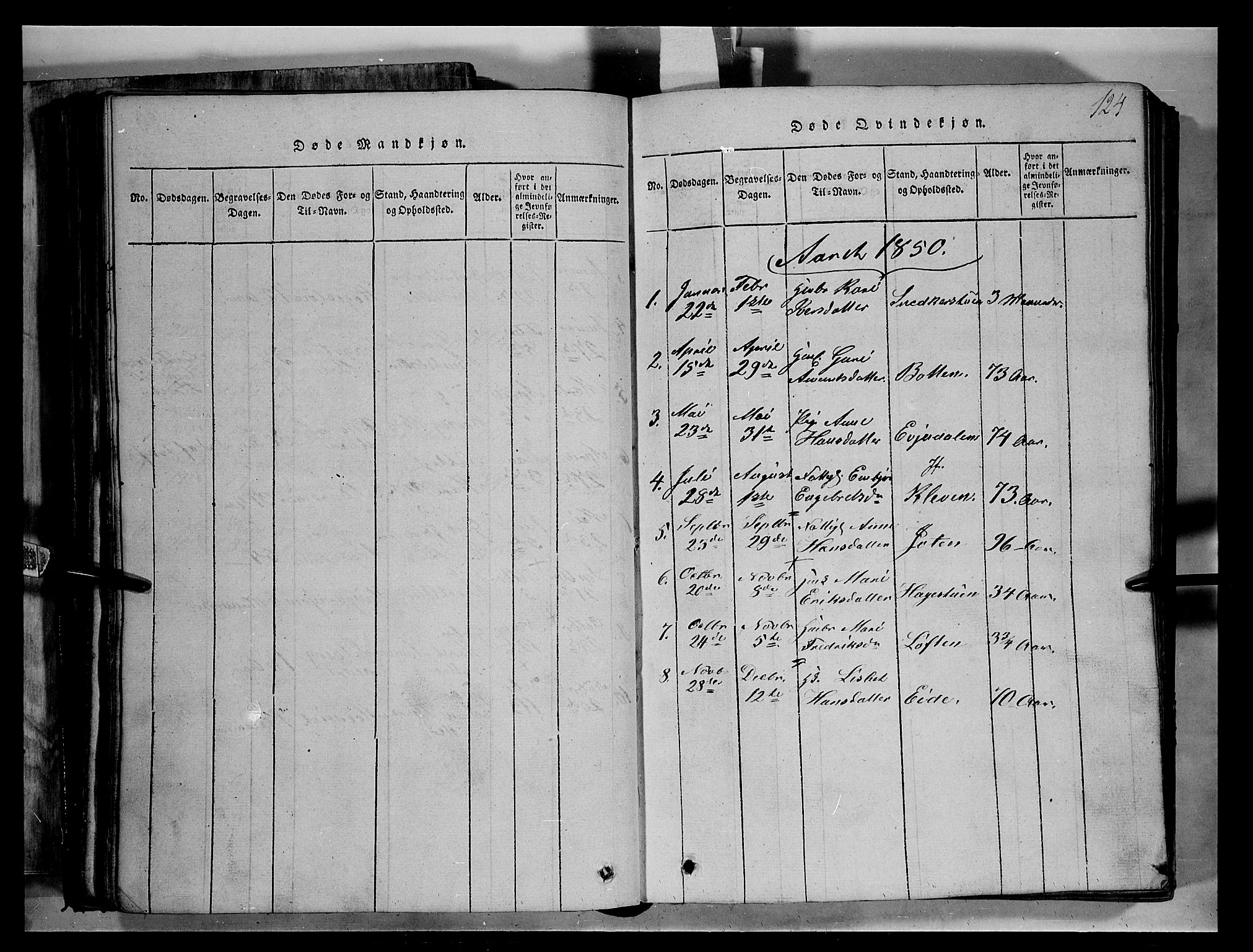 Fron prestekontor, SAH/PREST-078/H/Ha/Hab/L0004: Parish register (copy) no. 4, 1816-1850, p. 124