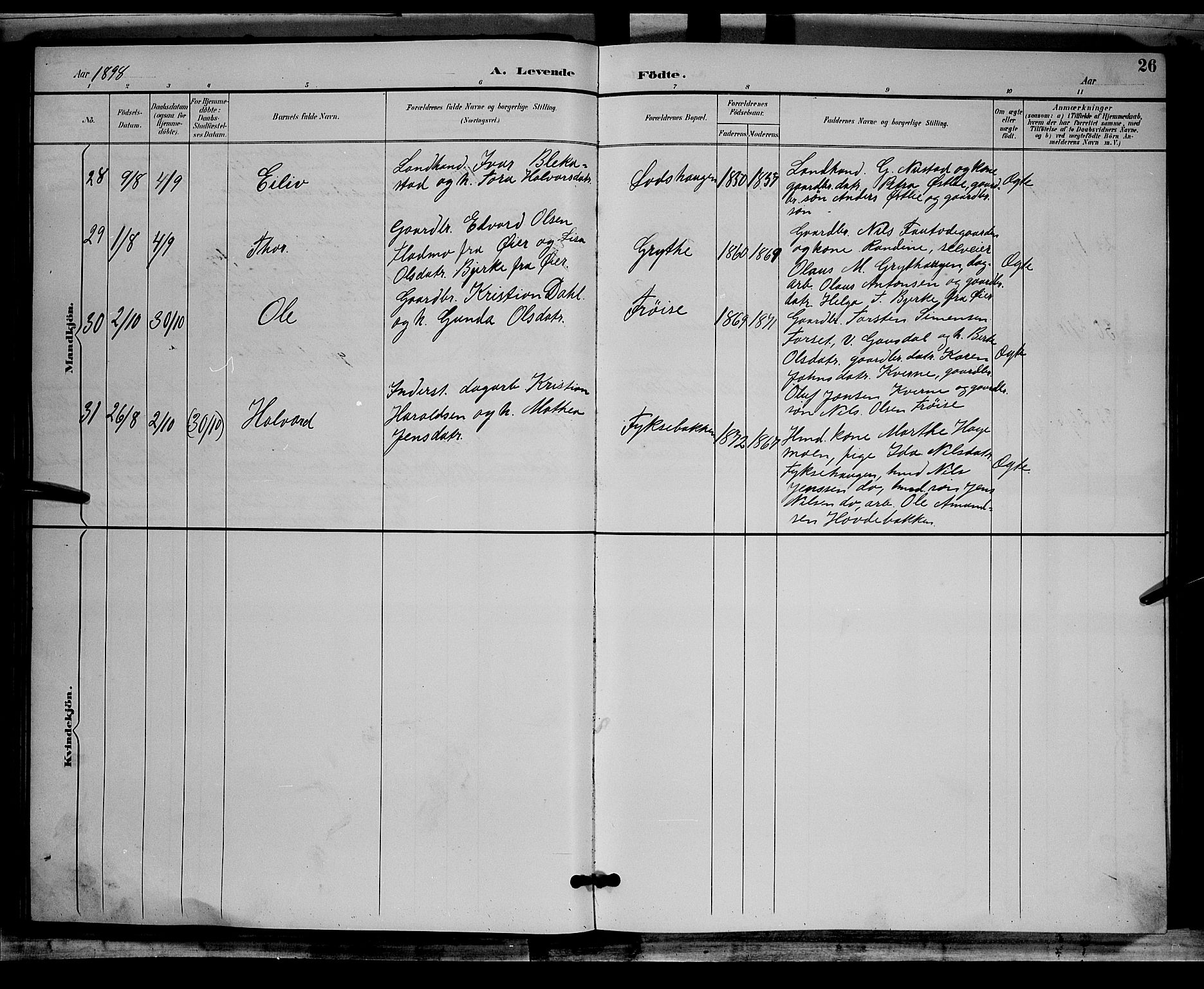 Østre Gausdal prestekontor, AV/SAH-PREST-092/H/Ha/Hab/L0002: Parish register (copy) no. 2, 1894-1904, p. 26