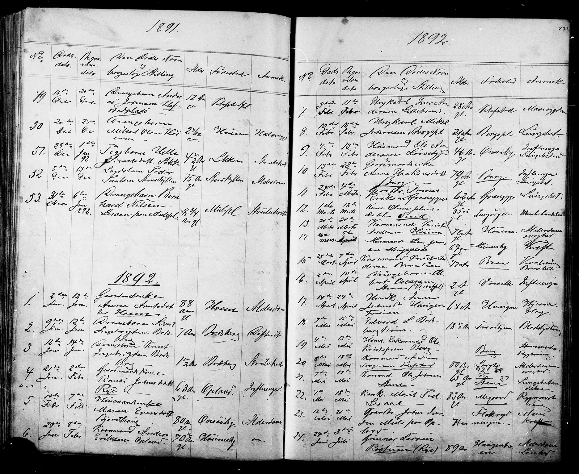 Ministerialprotokoller, klokkerbøker og fødselsregistre - Sør-Trøndelag, SAT/A-1456/612/L0387: Parish register (copy) no. 612C03, 1874-1908, p. 232