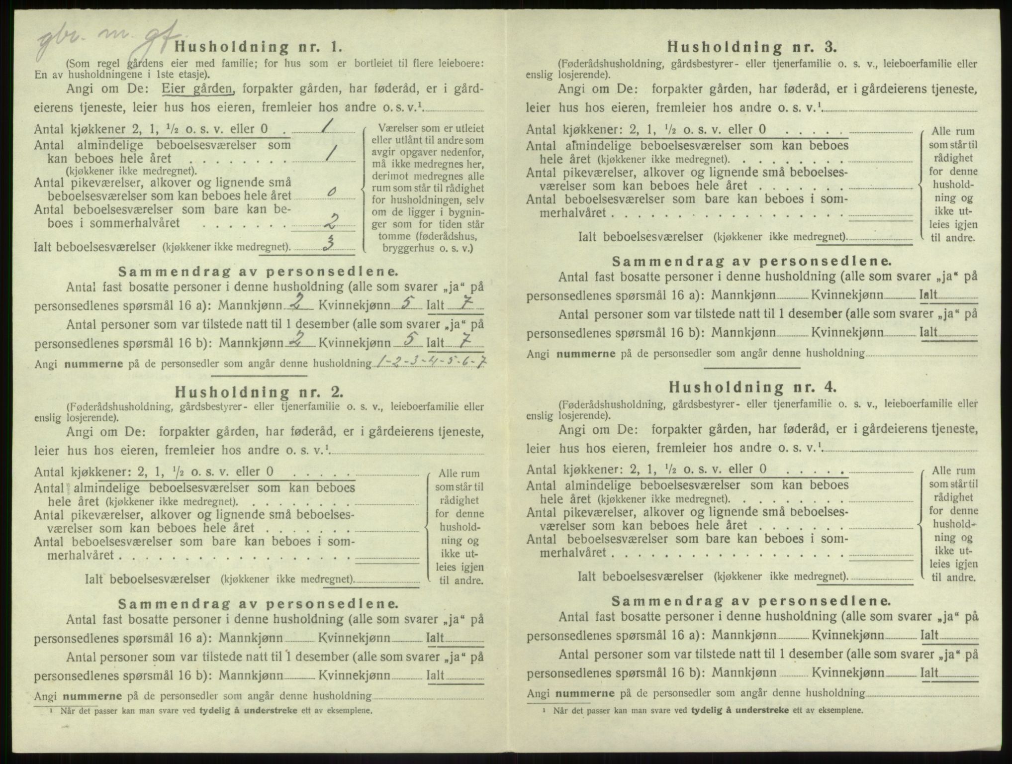 SAB, 1920 census for Jølster, 1920, p. 399