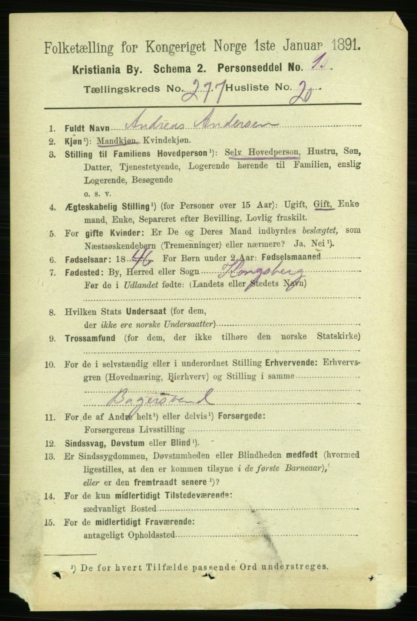 RA, 1891 census for 0301 Kristiania, 1891, p. 168491