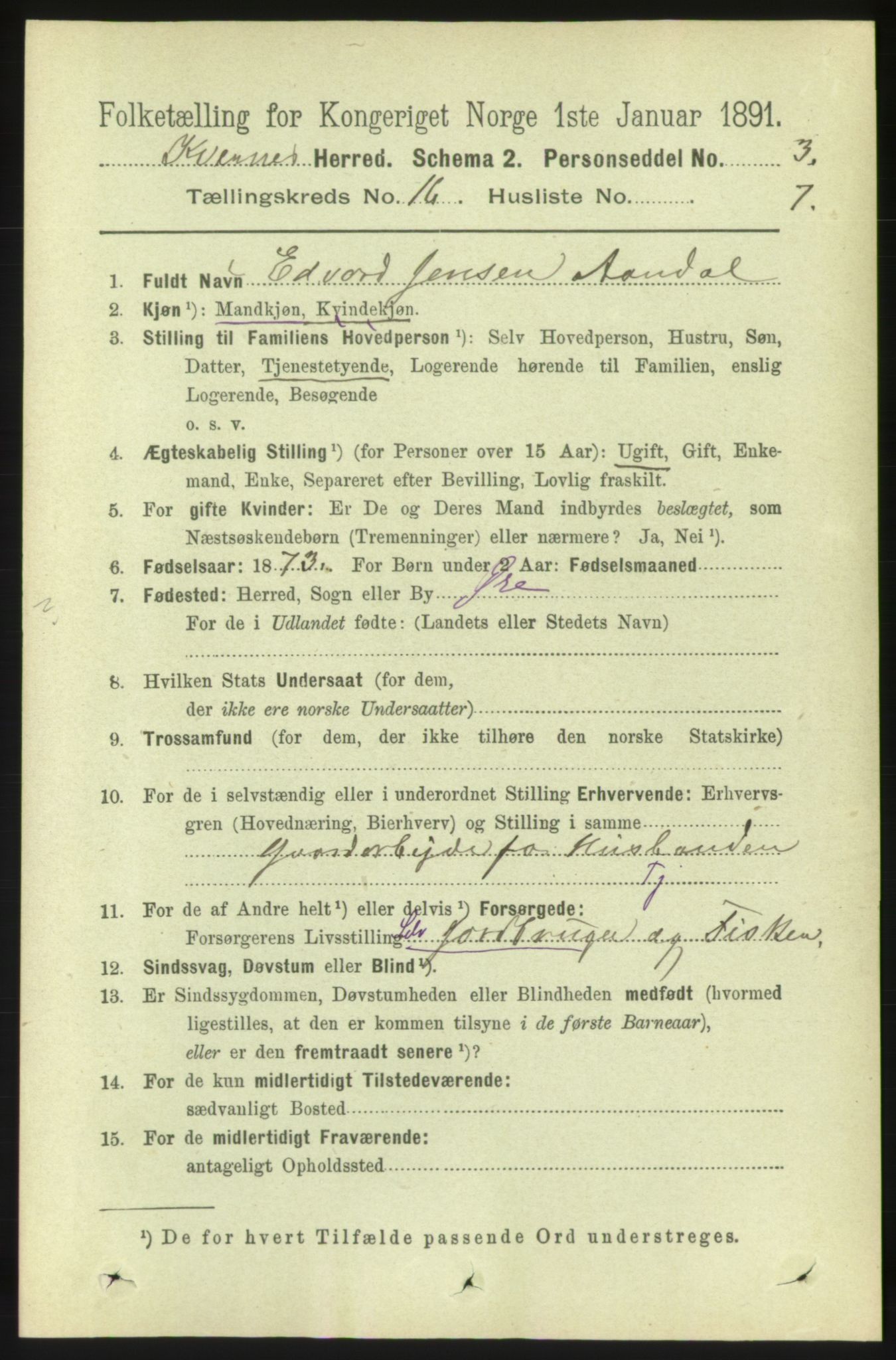 RA, 1891 census for 1553 Kvernes, 1891, p. 6497