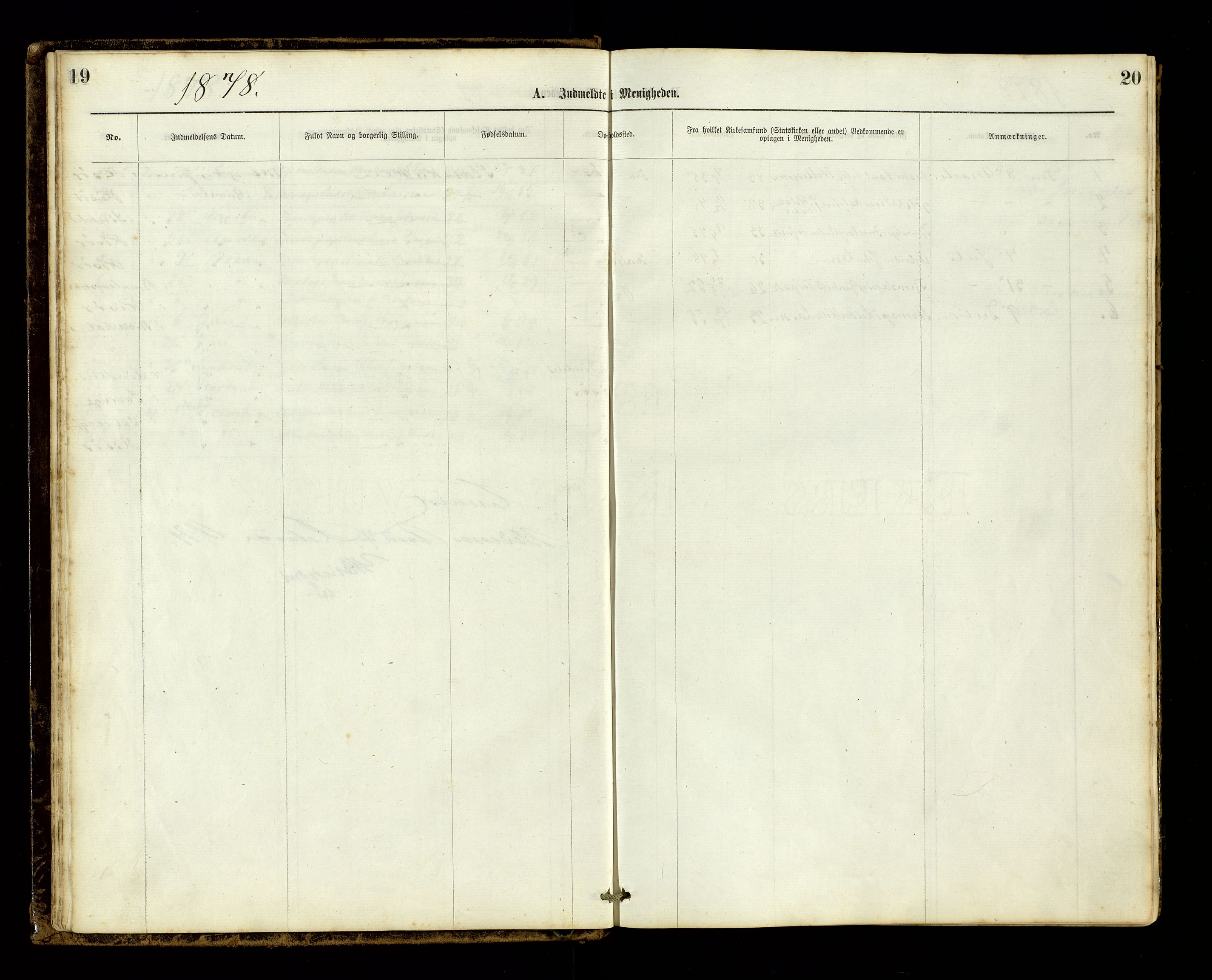 Den evangelisk-lutherske frimenighet, Risør, AV/SAK-1292-0007/F/Fa/L0001: Dissenter register no. F 17, 1877-1892, p. 19-20