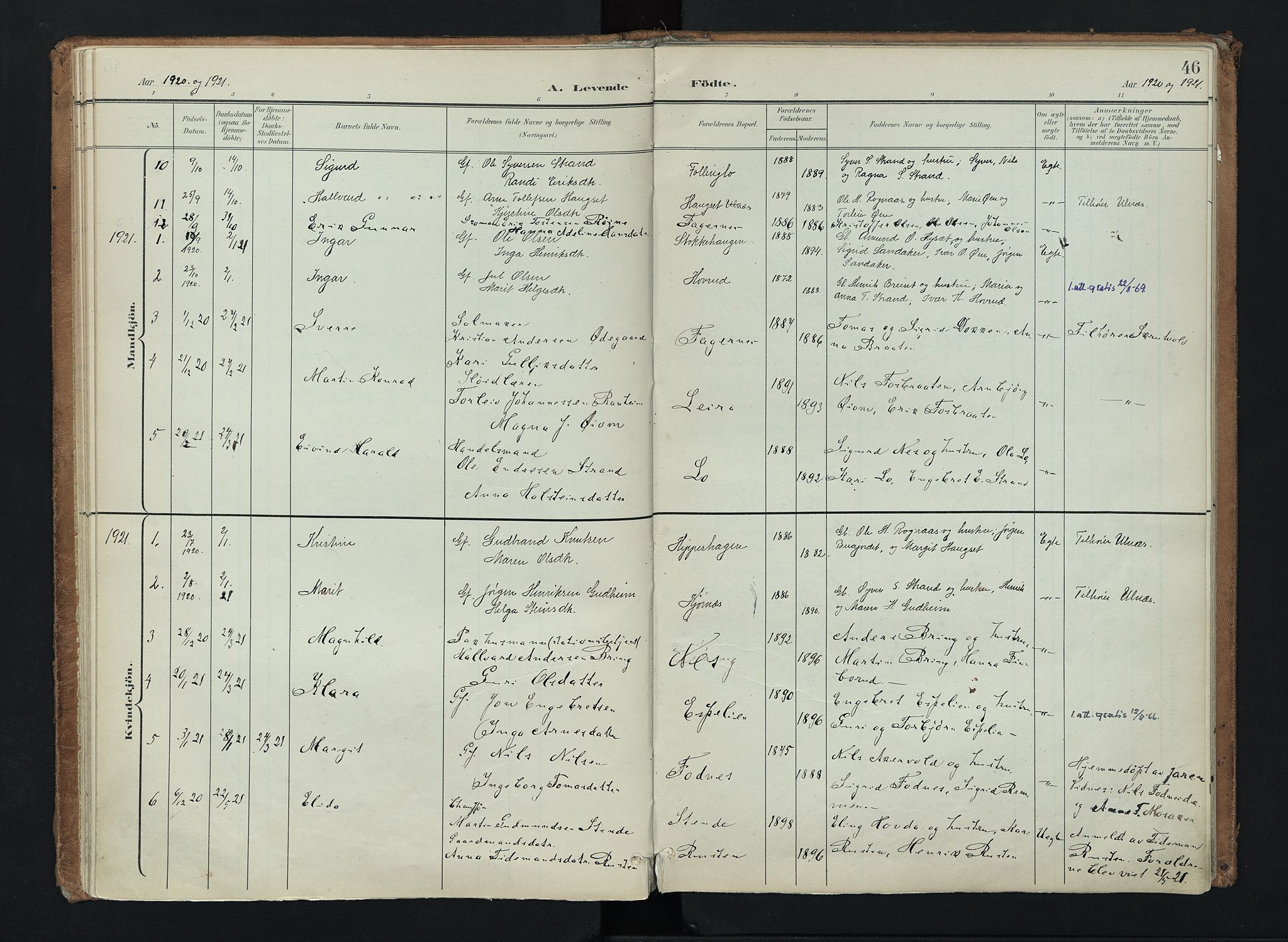 Nord-Aurdal prestekontor, AV/SAH-PREST-132/H/Ha/Haa/L0016: Parish register (official) no. 16, 1897-1925, p. 46