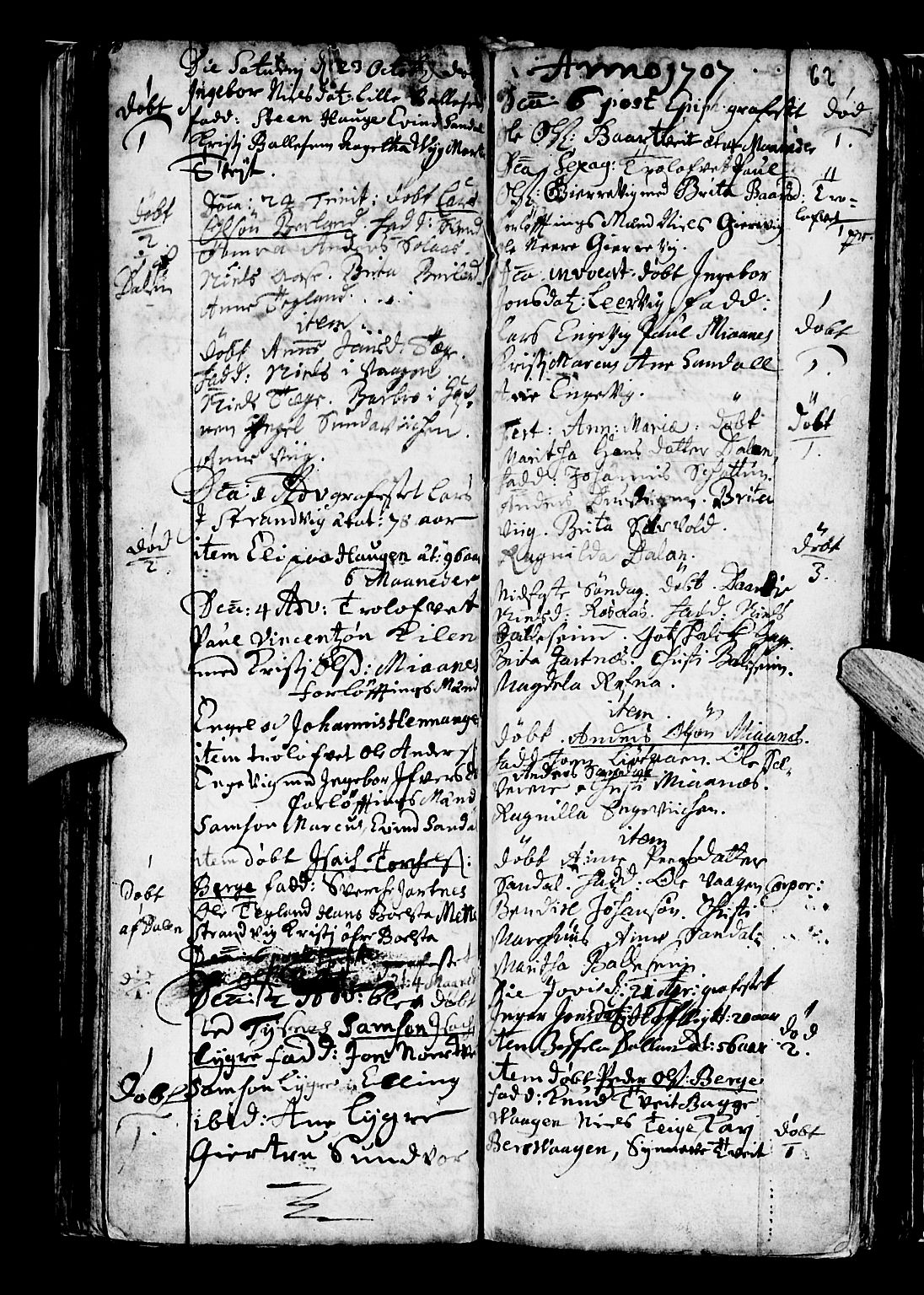 Os sokneprestembete, SAB/A-99929: Parish register (official) no. A 5, 1669-1760, p. 62