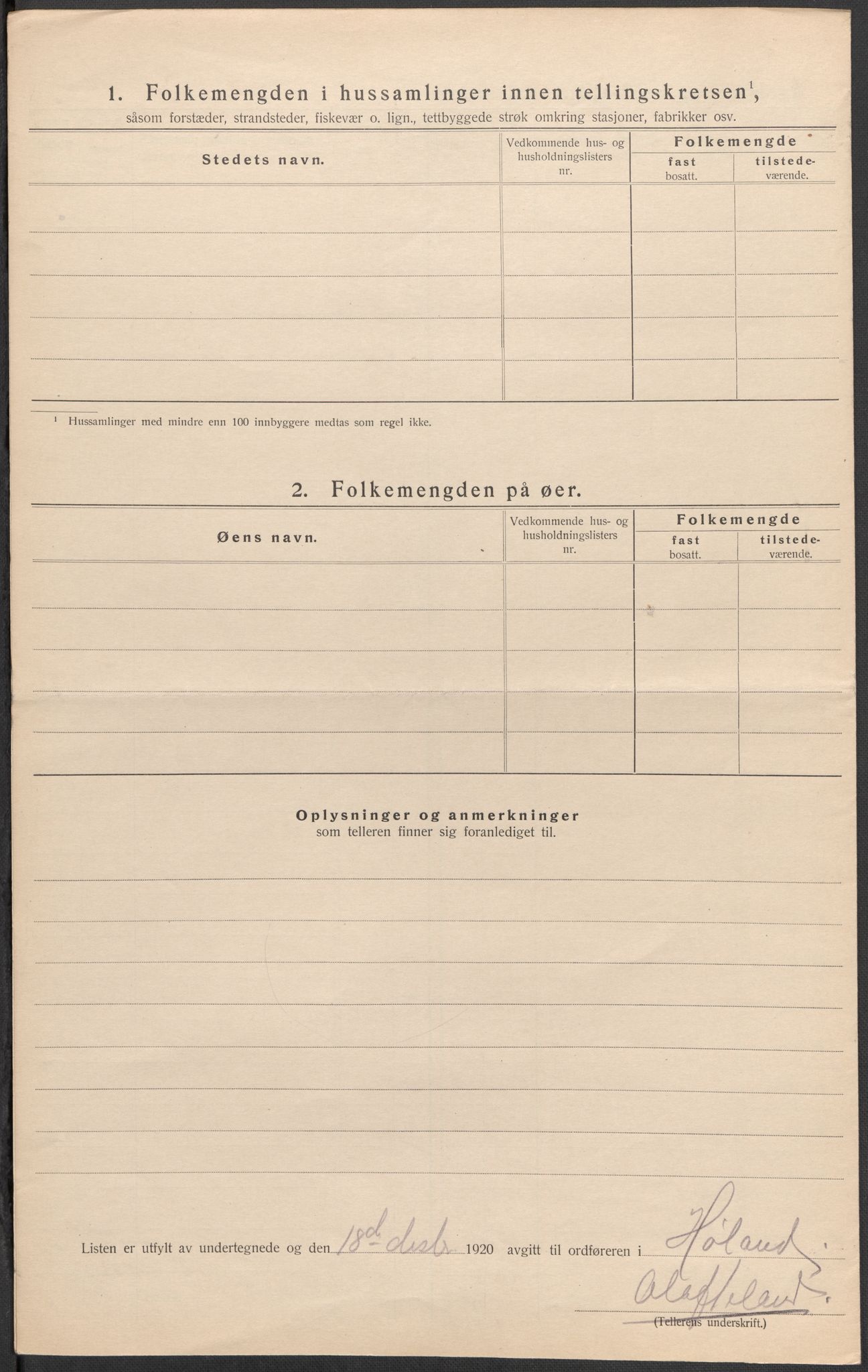 SAO, 1920 census for Høland, 1920, p. 30