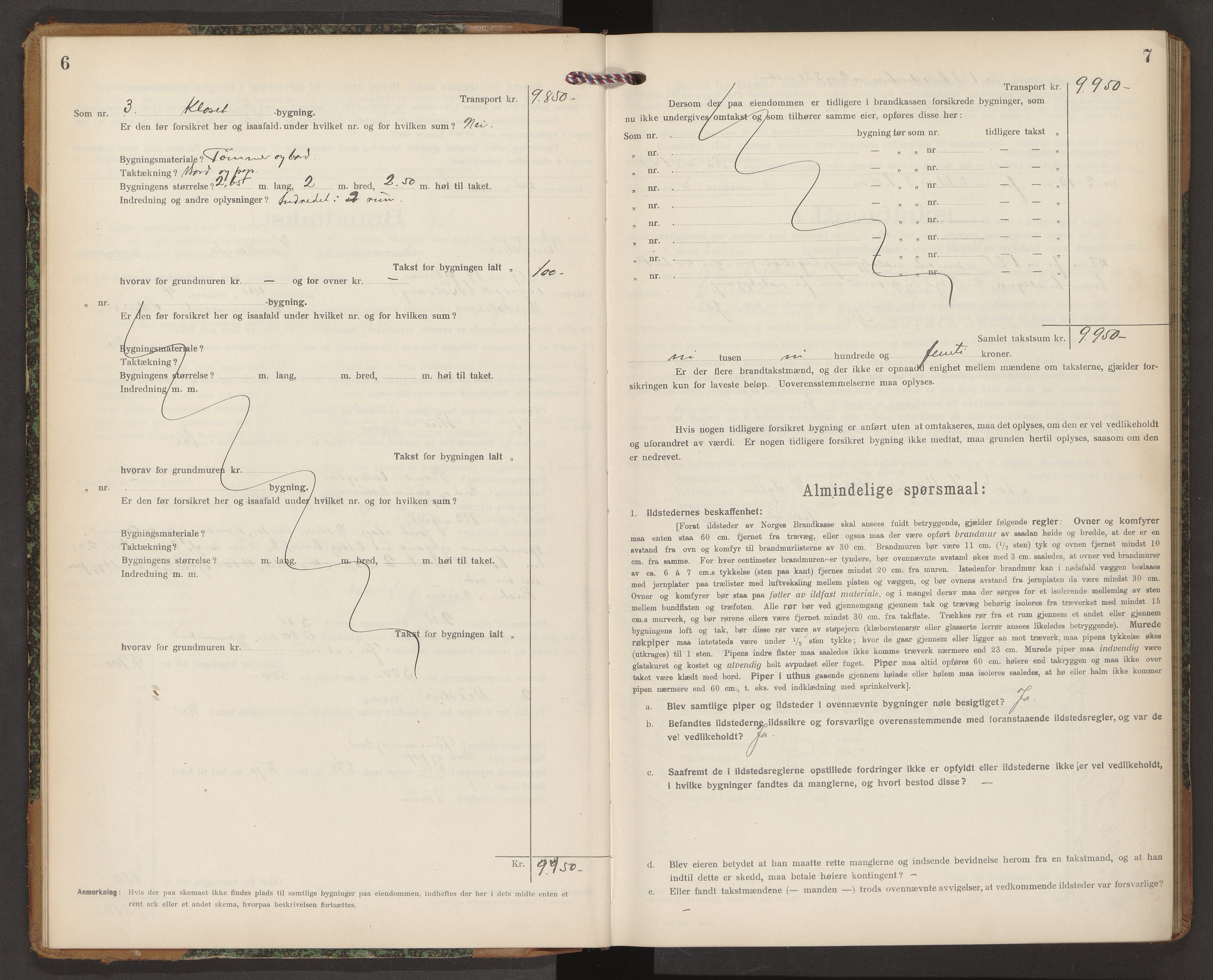 Norges Brannkasse Bindal, AV/SAT-A-5559/Fb/L0003: Branntakstprotokoll, 1917-1922