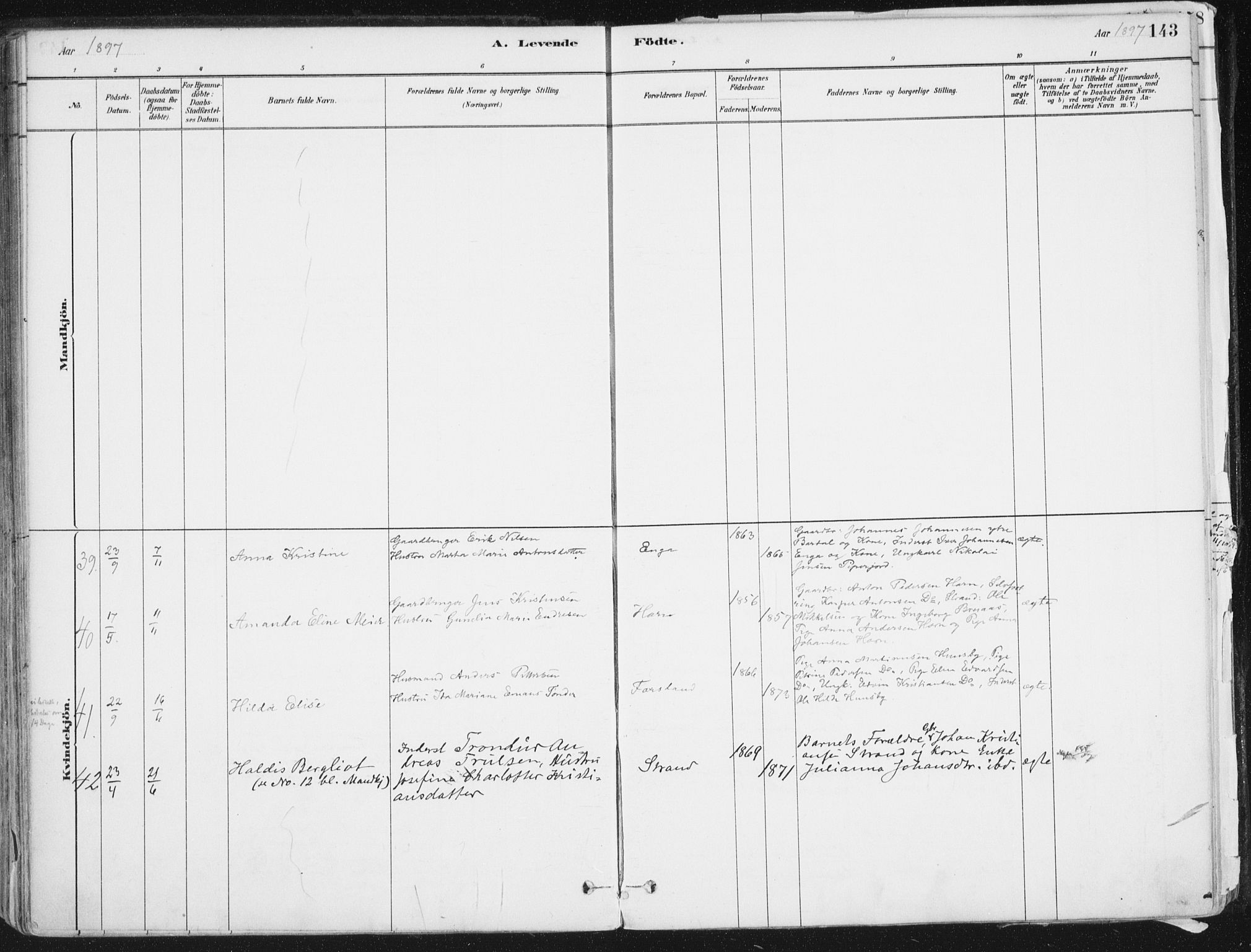 Ministerialprotokoller, klokkerbøker og fødselsregistre - Nordland, AV/SAT-A-1459/838/L0552: Parish register (official) no. 838A10, 1880-1910, p. 143