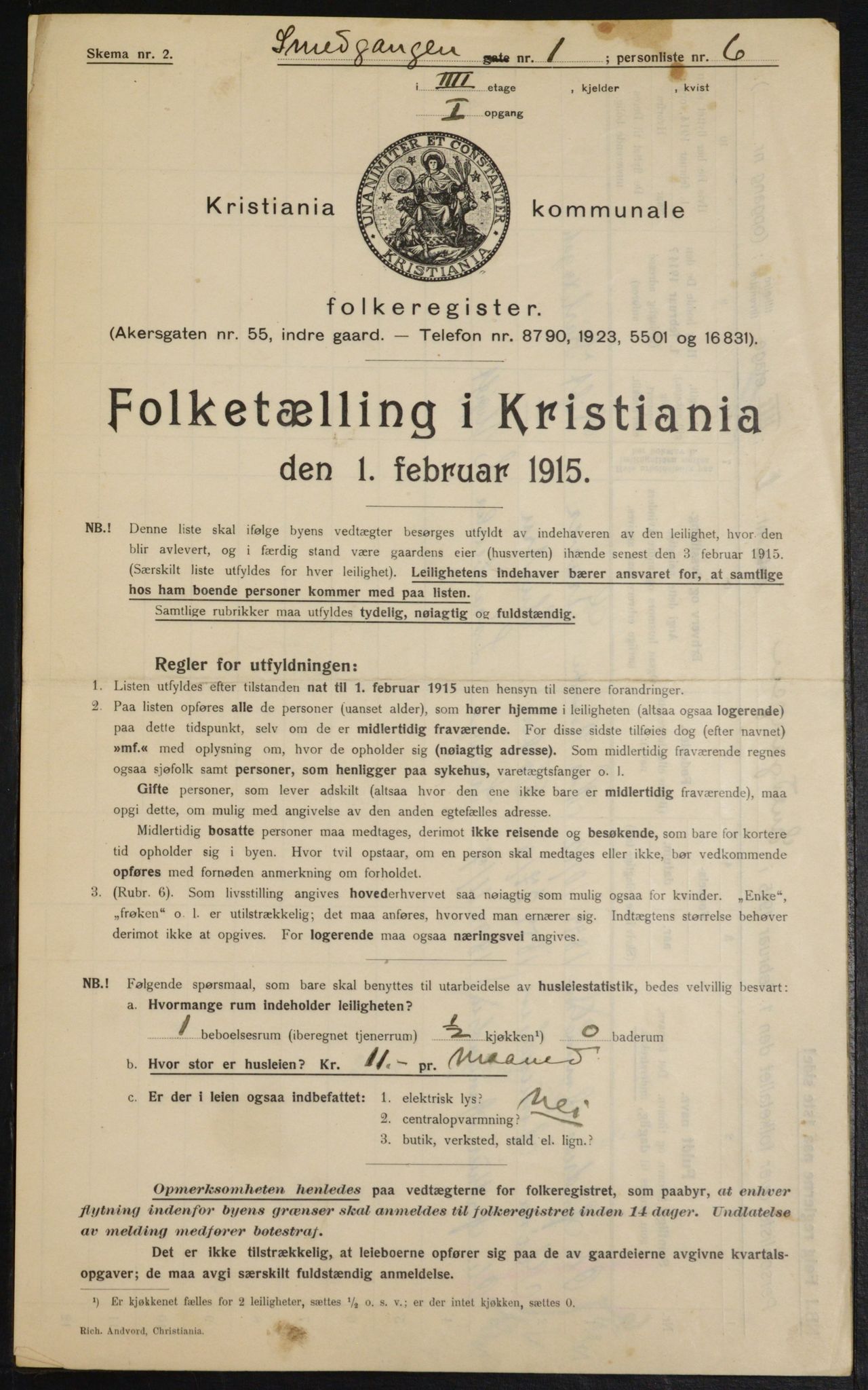 OBA, Municipal Census 1915 for Kristiania, 1915, p. 96973