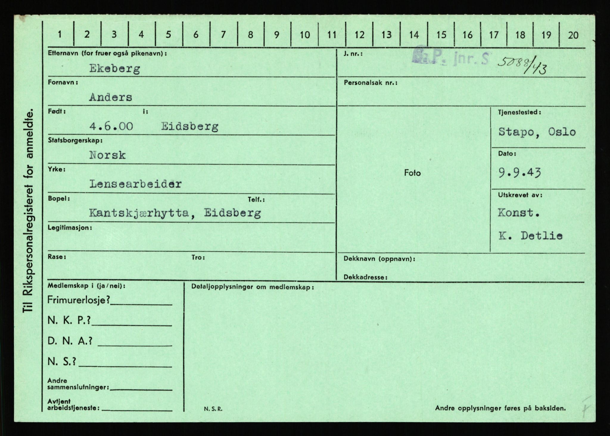 Statspolitiet - Hovedkontoret / Osloavdelingen, AV/RA-S-1329/C/Ca/L0004: Eid - funn av gjenstander	, 1943-1945, p. 357