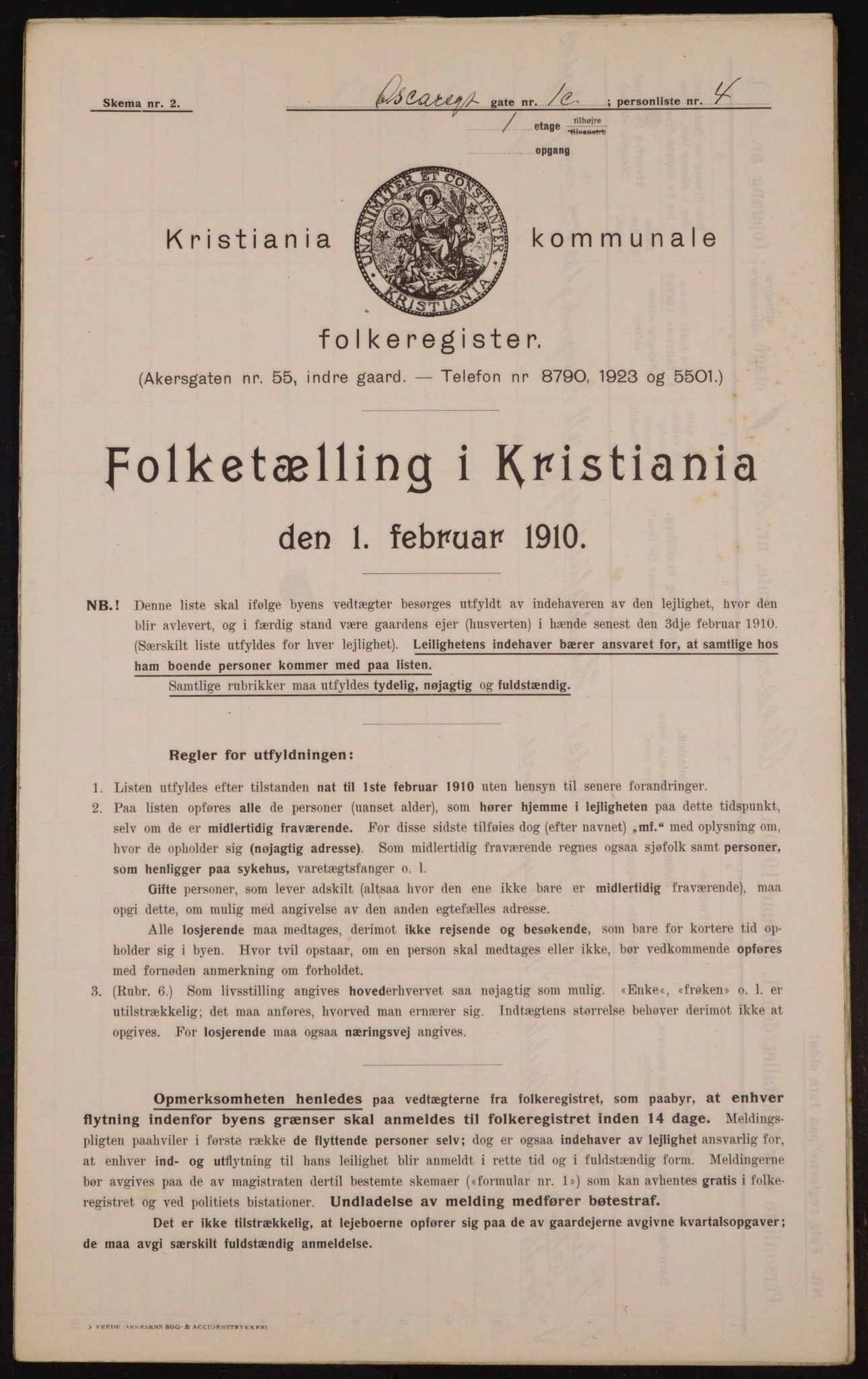 OBA, Municipal Census 1910 for Kristiania, 1910, p. 73297