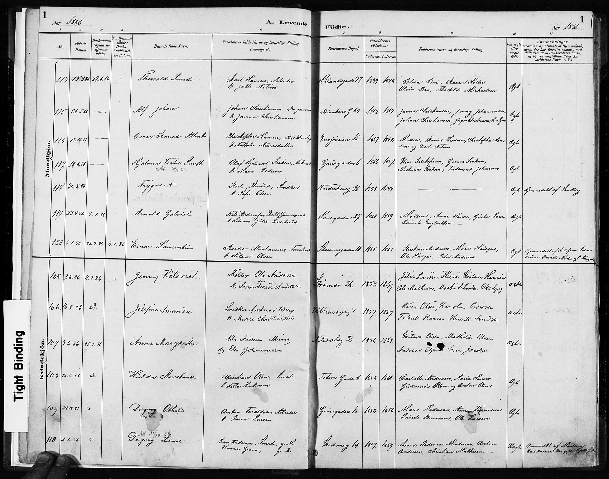 Kampen prestekontor Kirkebøker, AV/SAO-A-10853/F/Fa/L0003: Parish register (official) no. I 3, 1886-1892, p. 1