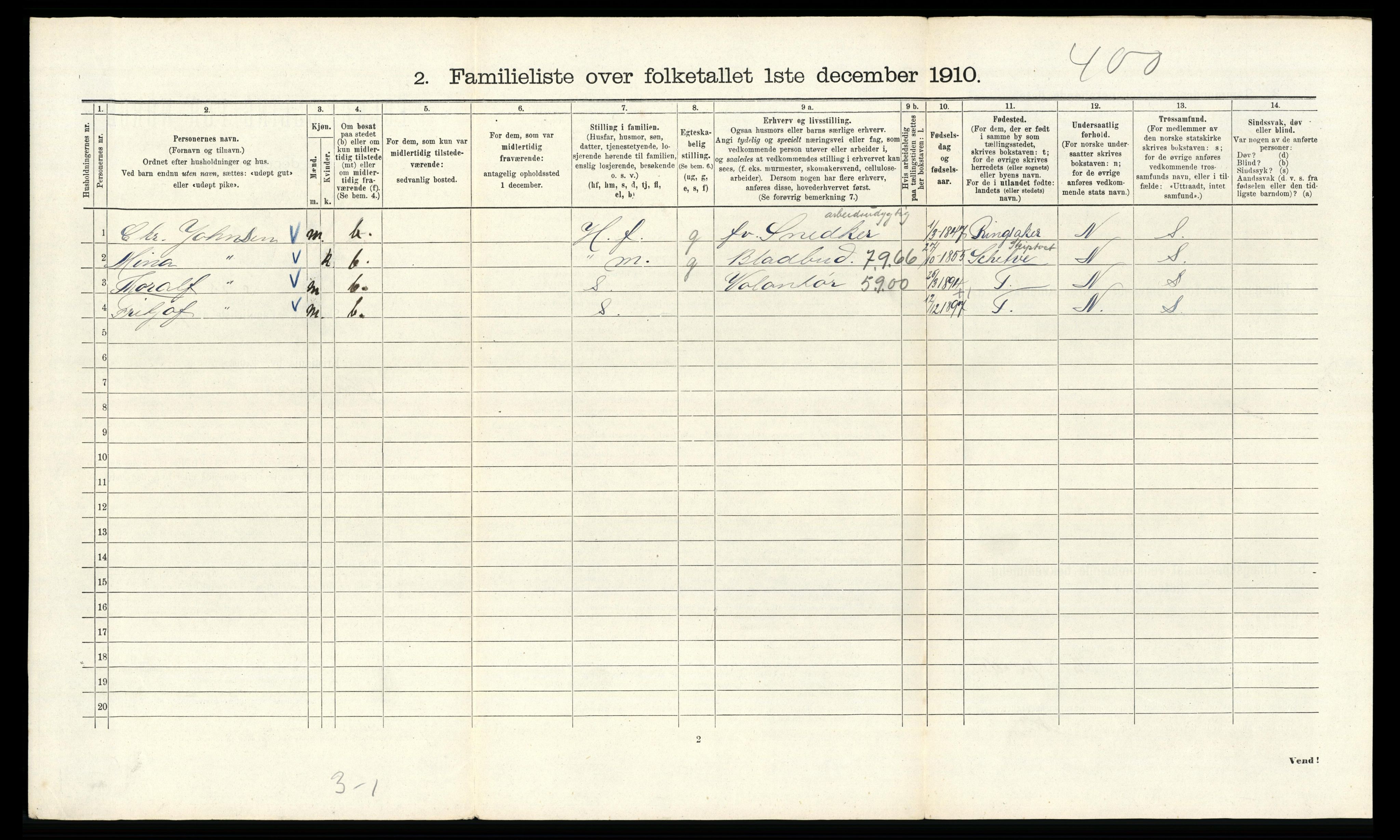 RA, 1910 census for Kristiania, 1910, p. 124190