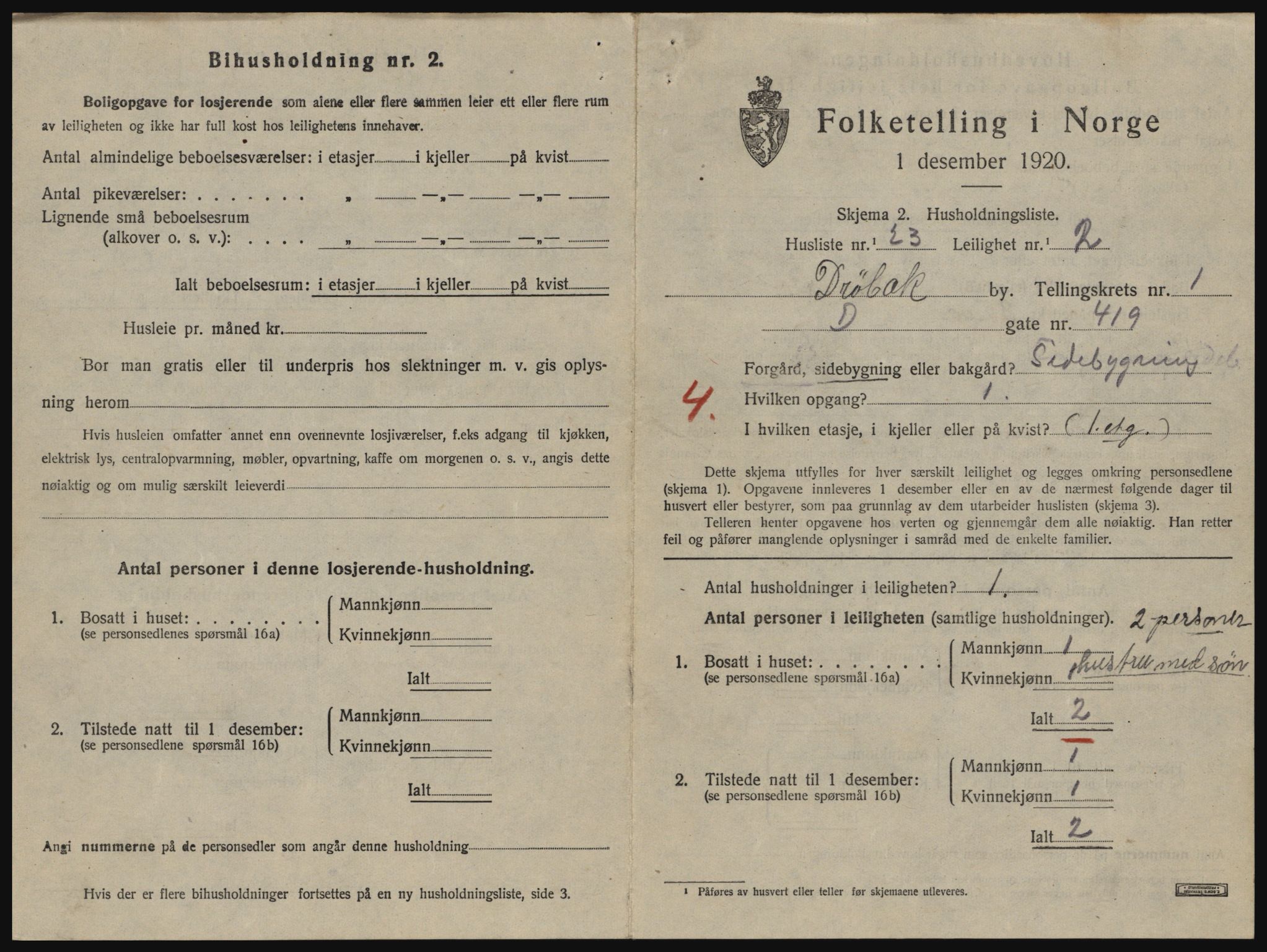 SAO, 1920 census for Drøbak, 1920, p. 817