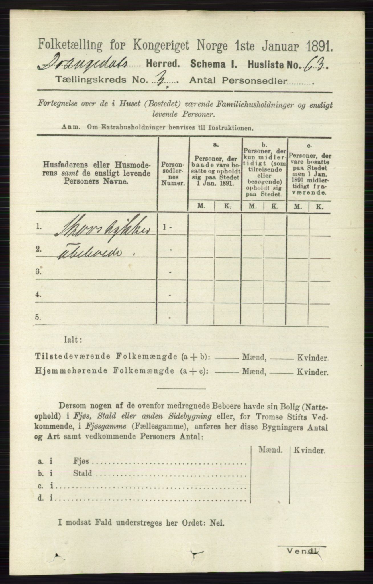 RA, 1891 census for 0817 Drangedal, 1891, p. 854