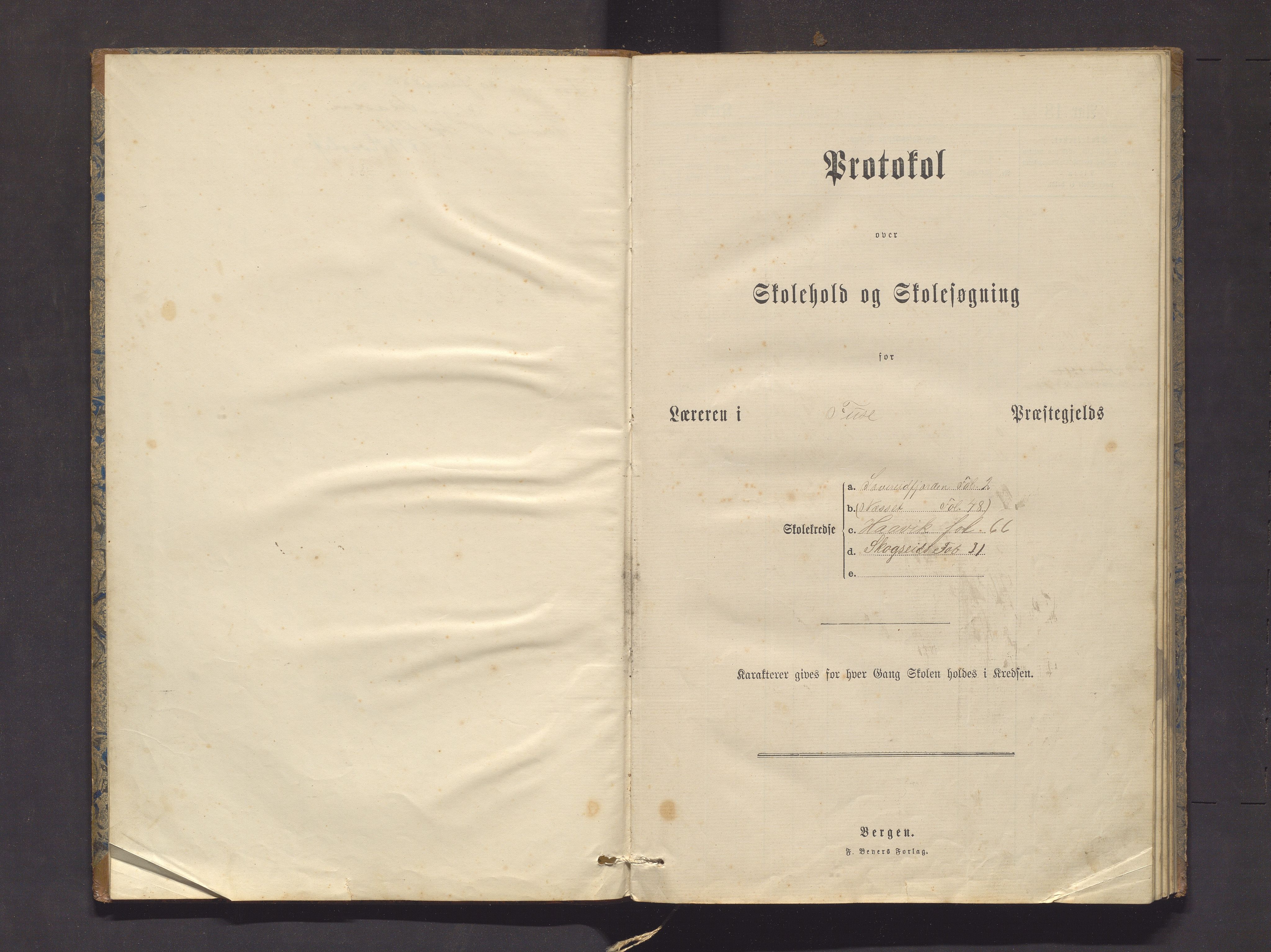 Strandvik kommune. Barneskulane, IKAH/1240-231/F/Fa/L0008: Skuleprotokoll for Sævareidfjorden, Næsset og Håvik krinsar i Fusa prestegjeld, 1885-1894