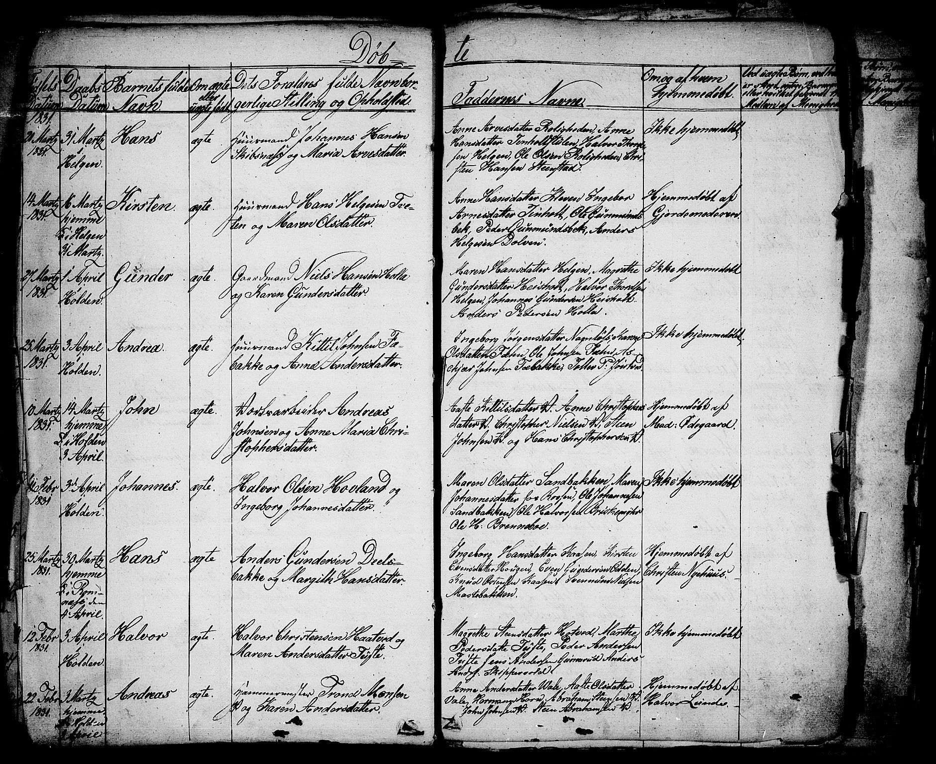 Holla kirkebøker, AV/SAKO-A-272/F/Fa/L0004: Parish register (official) no. 4, 1830-1848