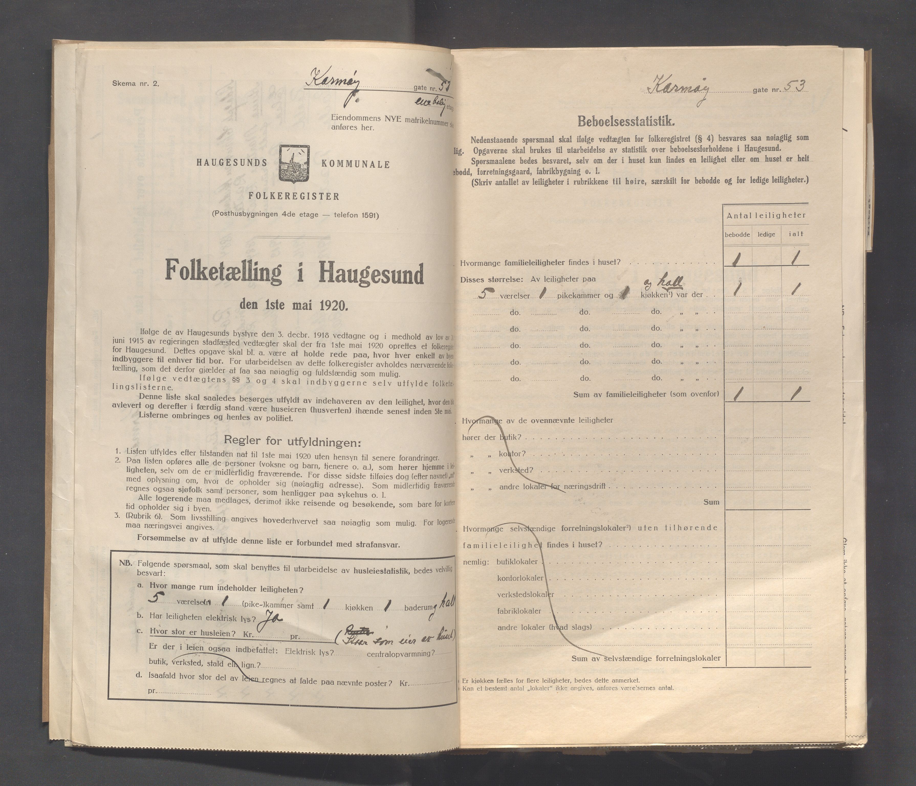 IKAR, Local census 1.5.1920 for Haugesund, 1920, p. 2469