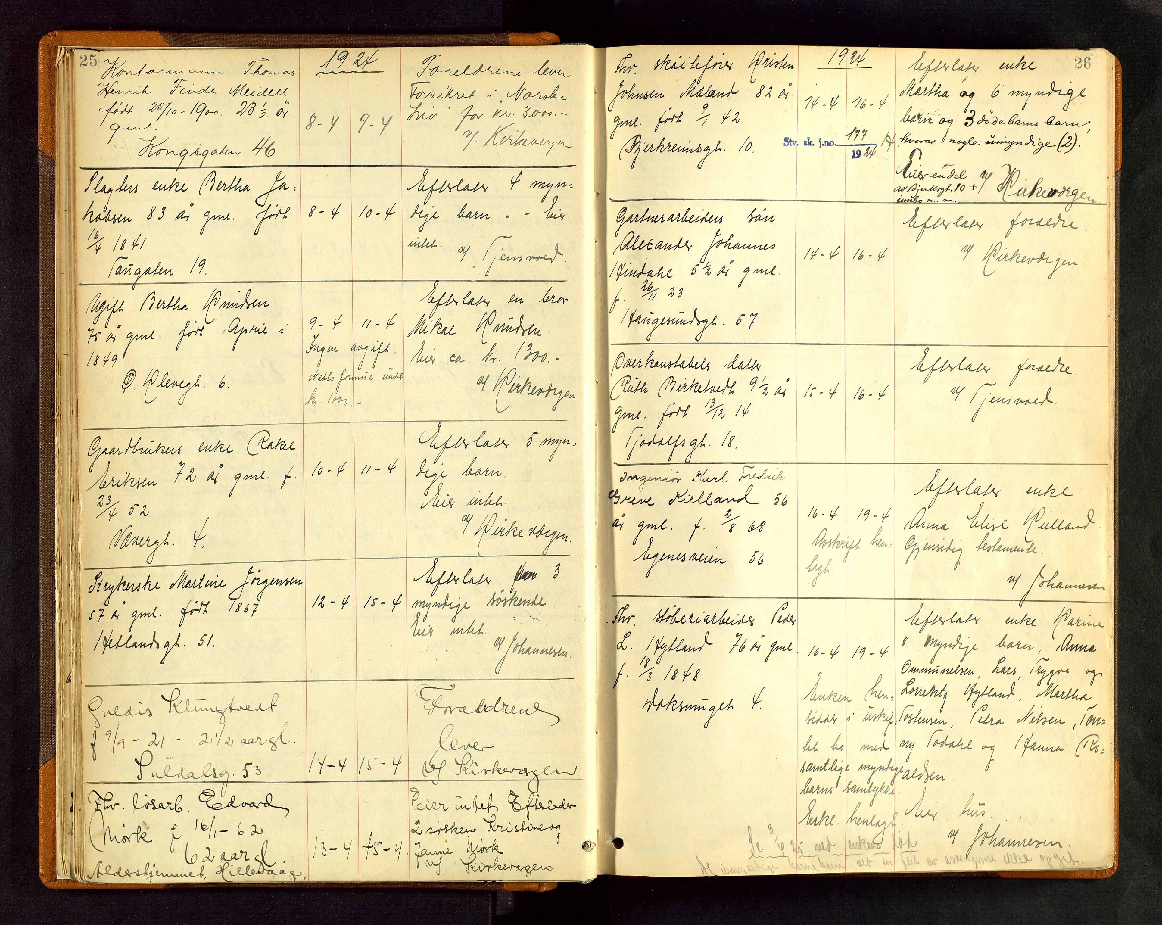 Stavanger skifteforvalter, AV/SAST-A-101412/001/5/52/52B/L0006: Dødsfallsprotokoll, 1923-1928, p. 25-26