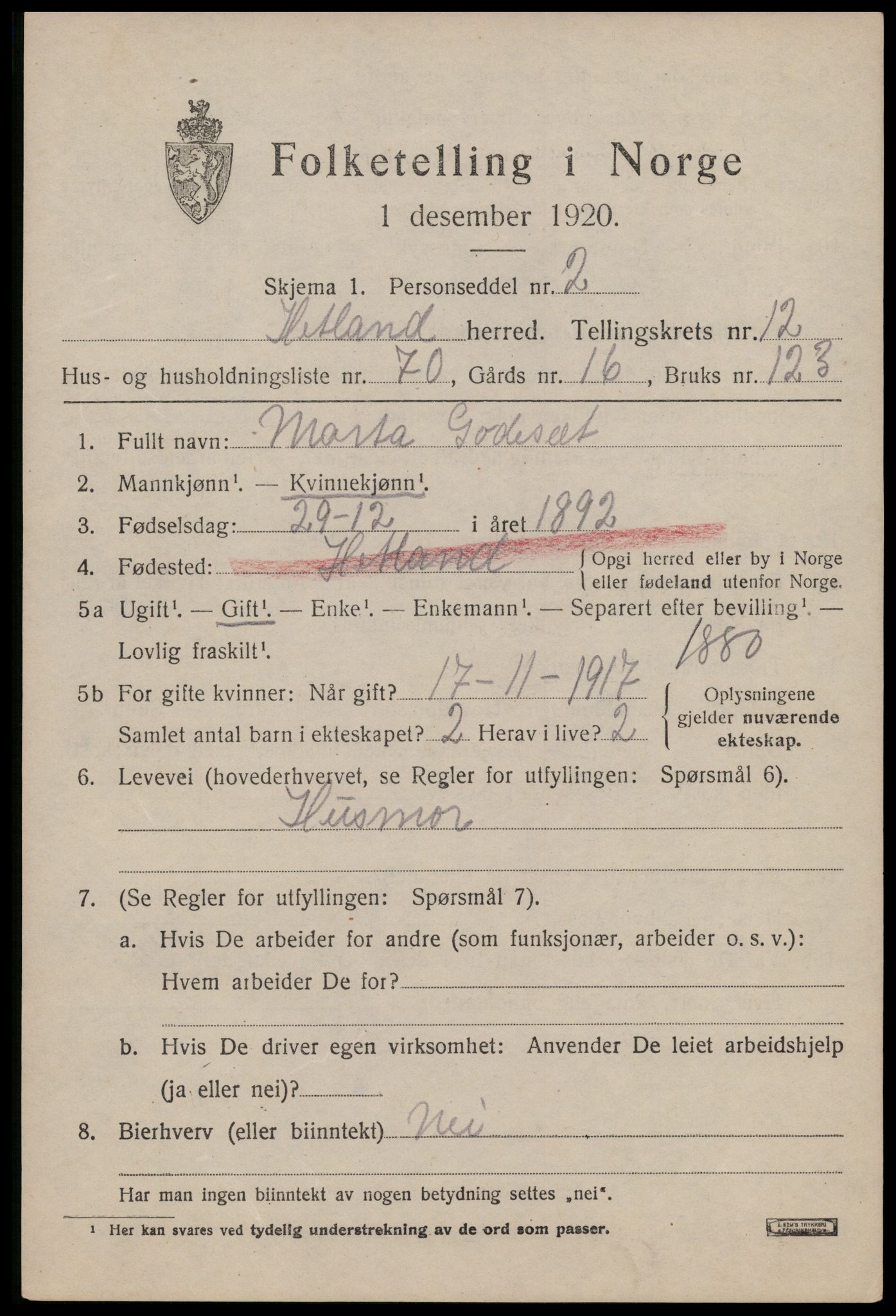 SAST, 1920 census for Hetland, 1920, p. 21635