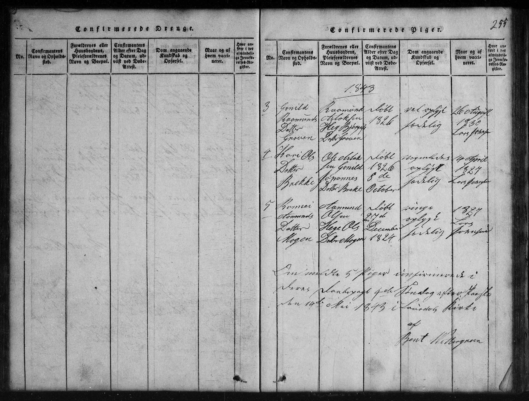 Rauland kirkebøker, SAKO/A-292/G/Gb/L0001: Parish register (copy) no. II 1, 1815-1886, p. 255