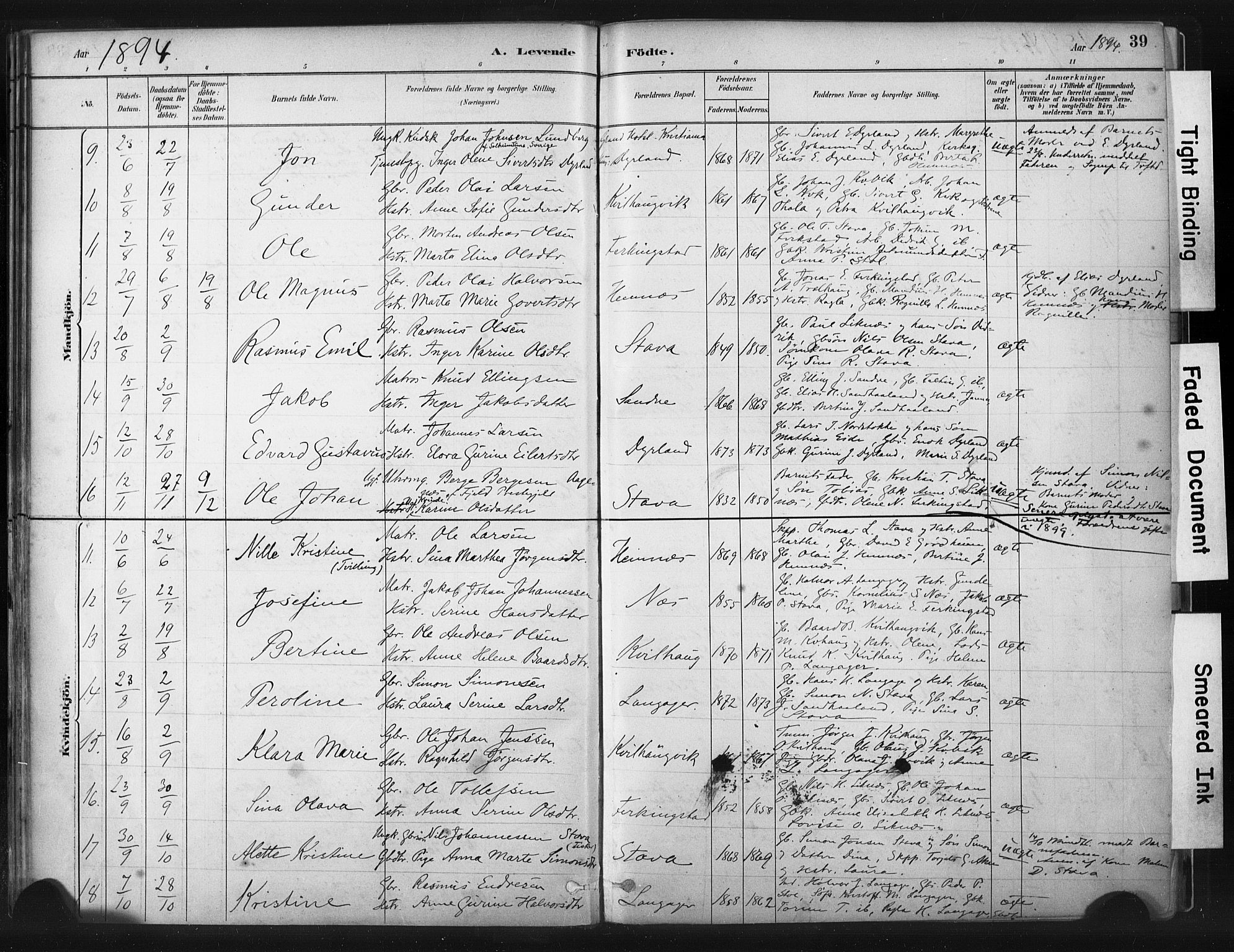 Skudenes sokneprestkontor, SAST/A -101849/H/Ha/Haa/L0010: Parish register (official) no. A 7, 1882-1912, p. 39