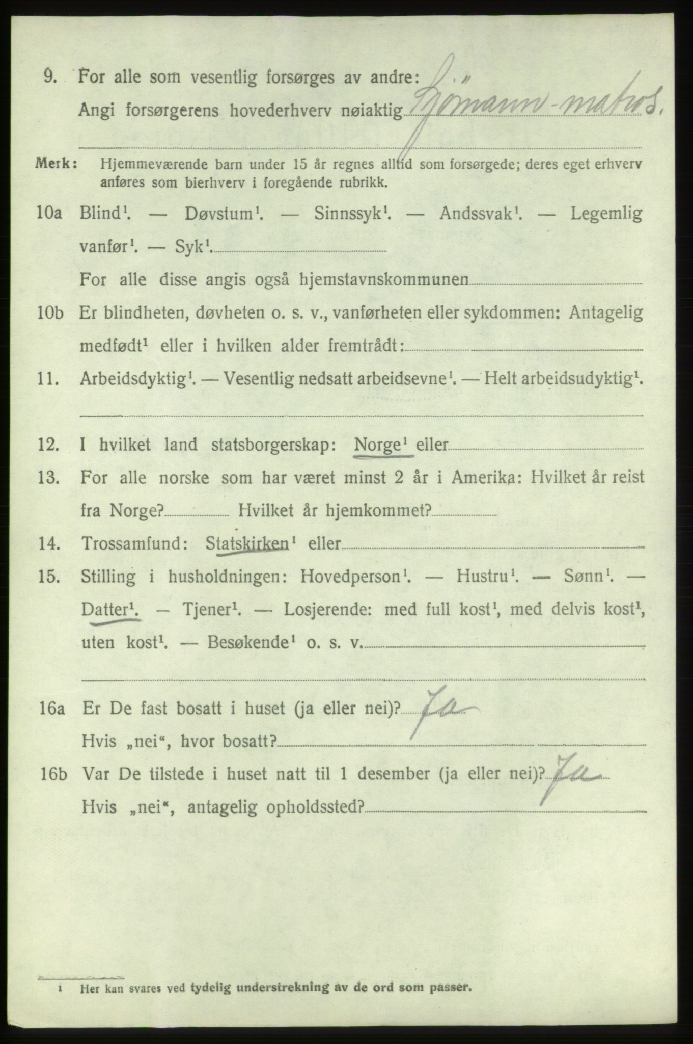 SAB, 1920 census for Bremnes, 1920, p. 7571