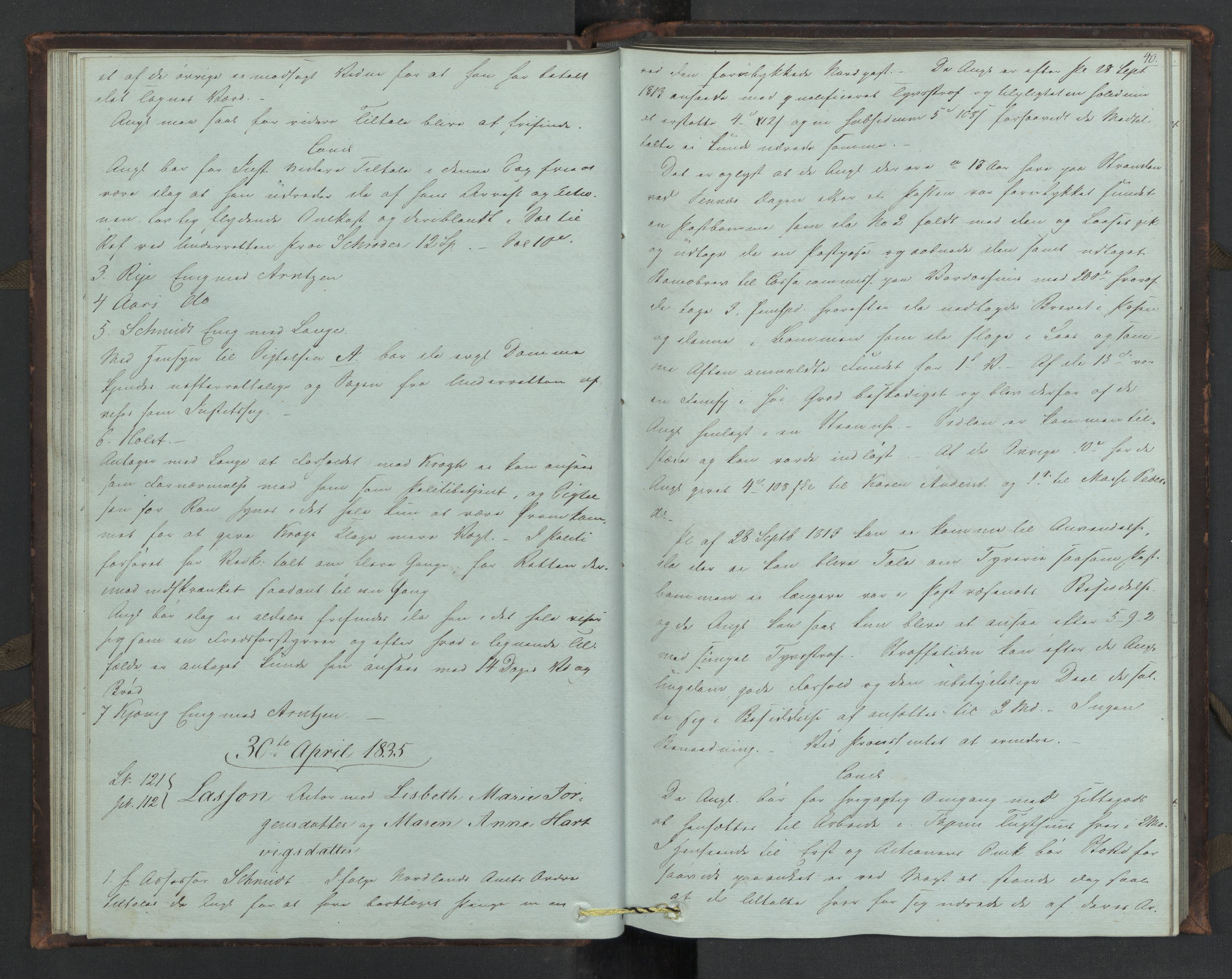 Høyesterett, AV/RA-S-1002/E/Eb/Eba/L0023/0001: Voteringsprotokoller / Voteringsprotokoll, 1835, p. 39b-40a