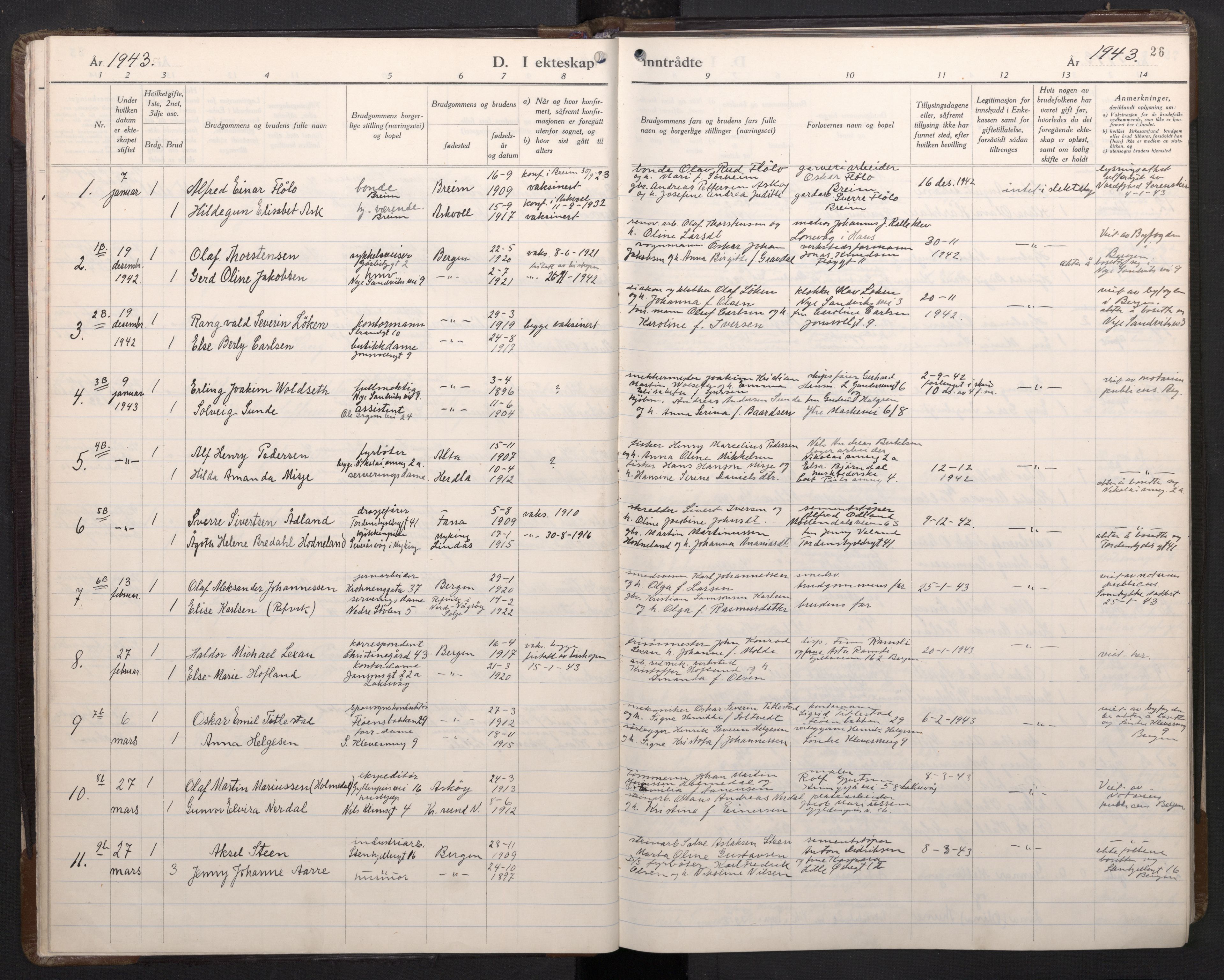 Mariakirken Sokneprestembete, SAB/A-76901/H/Haa/L0019: Parish register (official) no. D 1, 1939-1963, p. 25b-26a