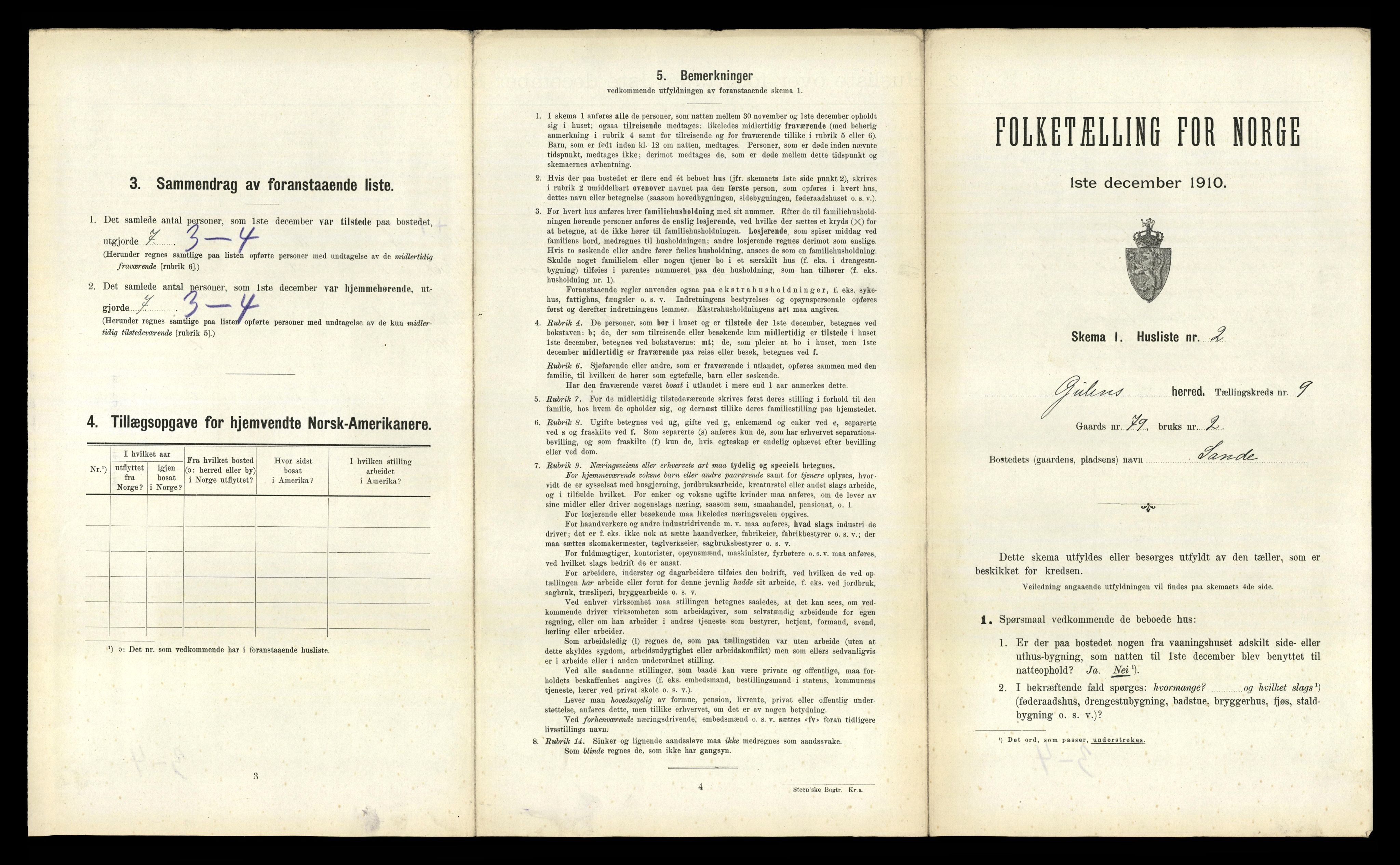 RA, 1910 census for Gulen, 1910, p. 816