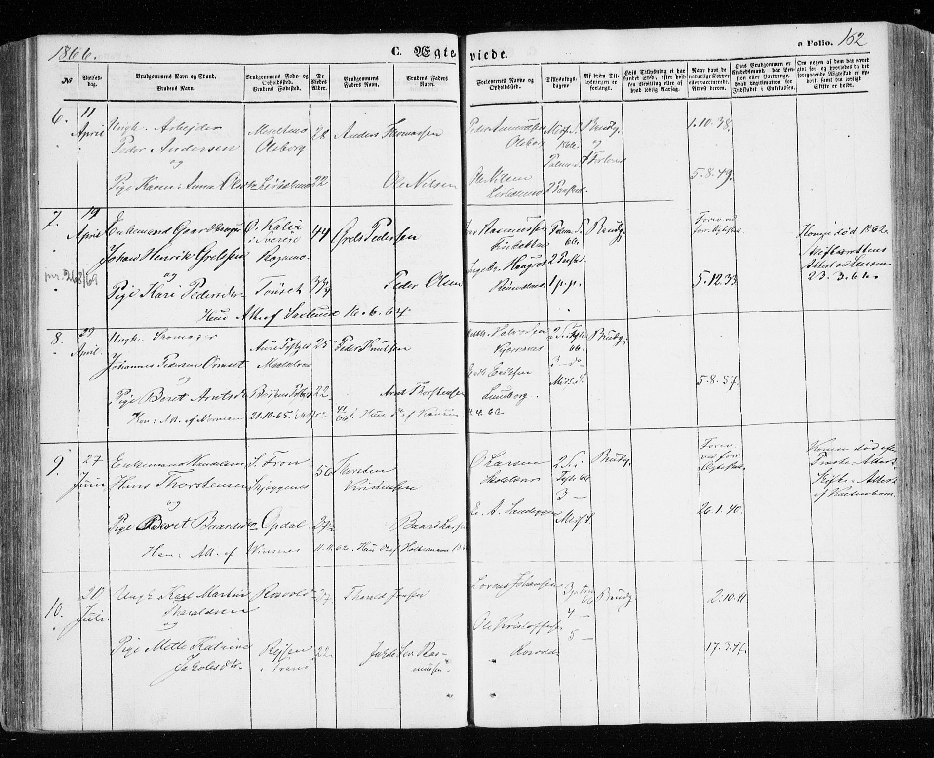 Målselv sokneprestembete, SATØ/S-1311/G/Ga/Gaa/L0004kirke: Parish register (official) no. 4, 1863-1872, p. 162