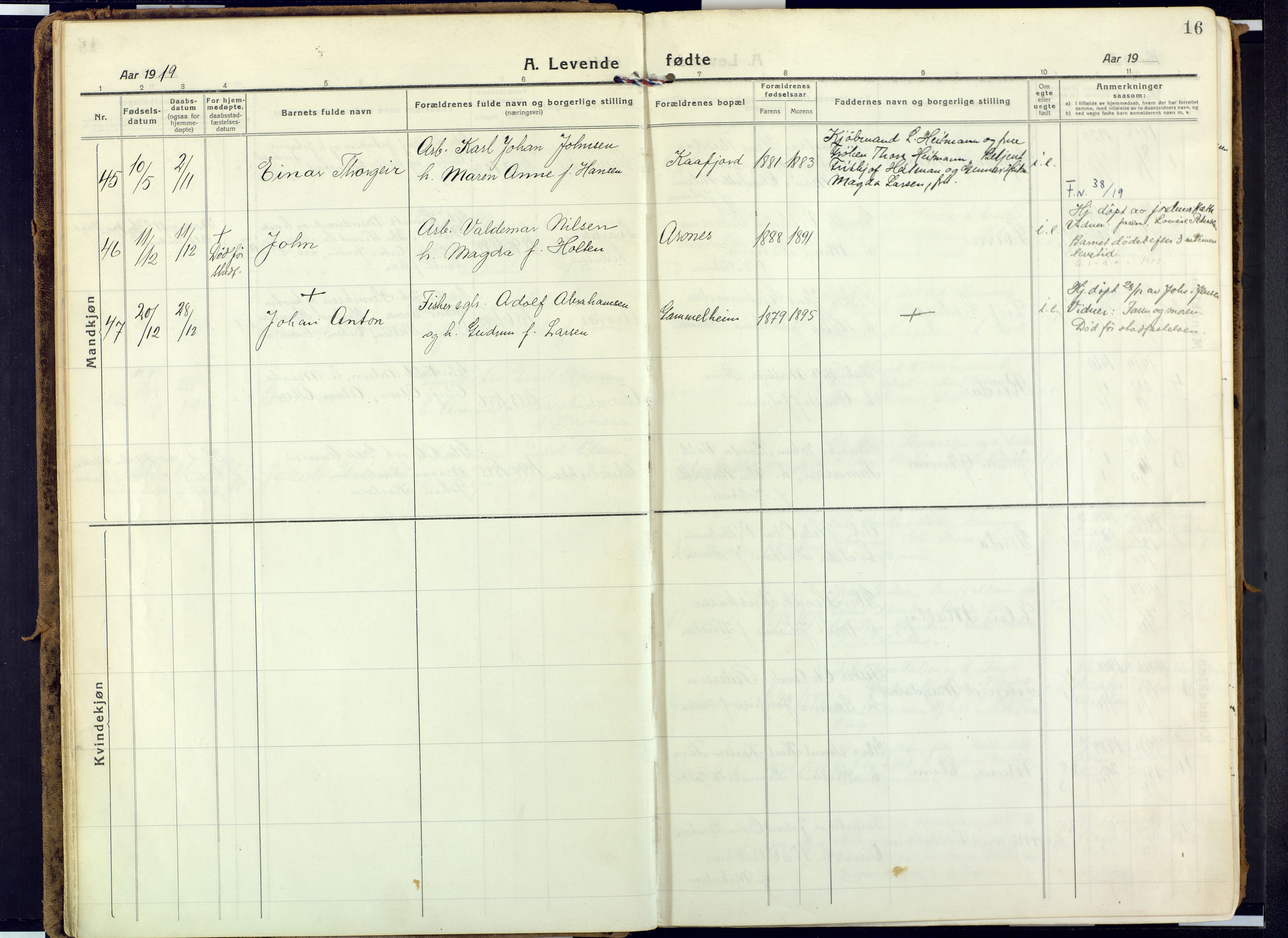 Alta sokneprestkontor, AV/SATØ-S-1338/H/Ha: Parish register (official) no. 6, 1918-1931, p. 16