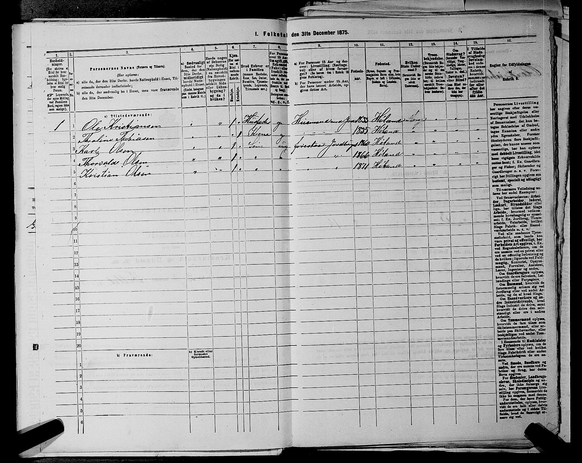 RA, 1875 census for 0221P Høland, 1875, p. 268