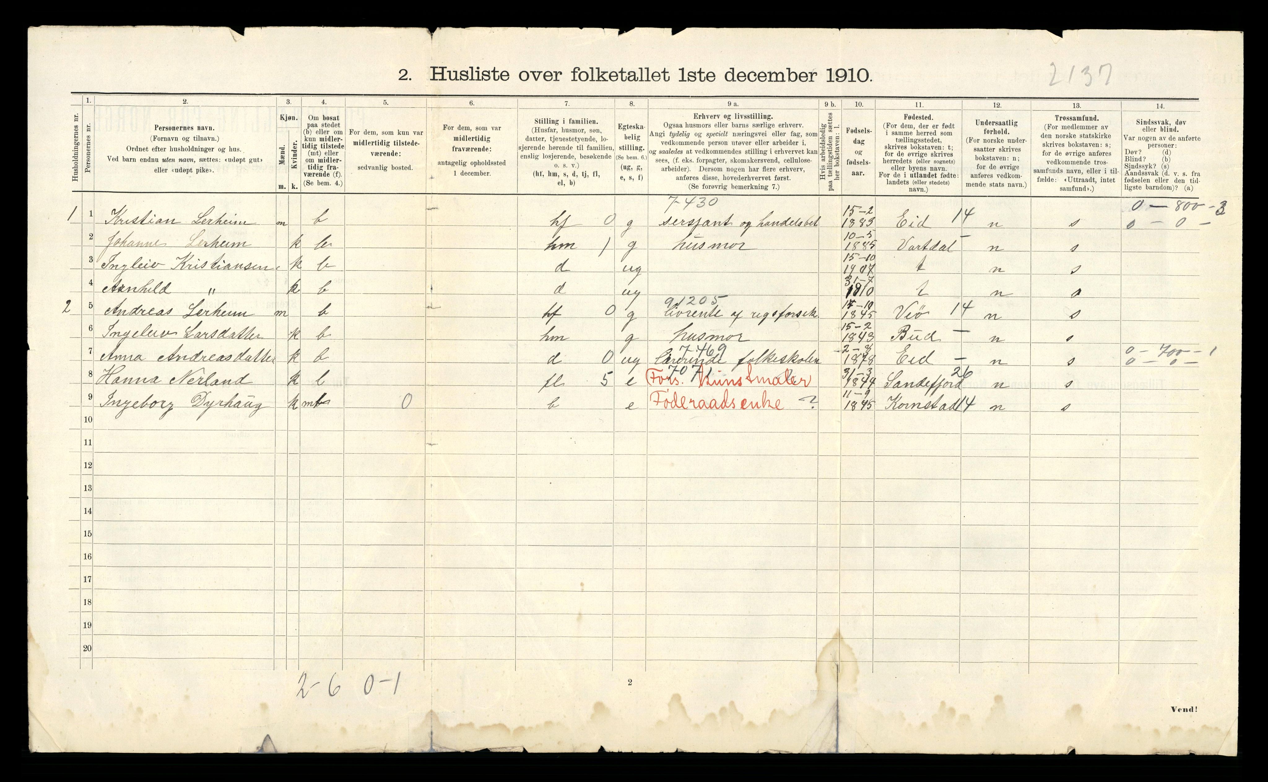 RA, 1910 census for Borgund, 1910, p. 1258