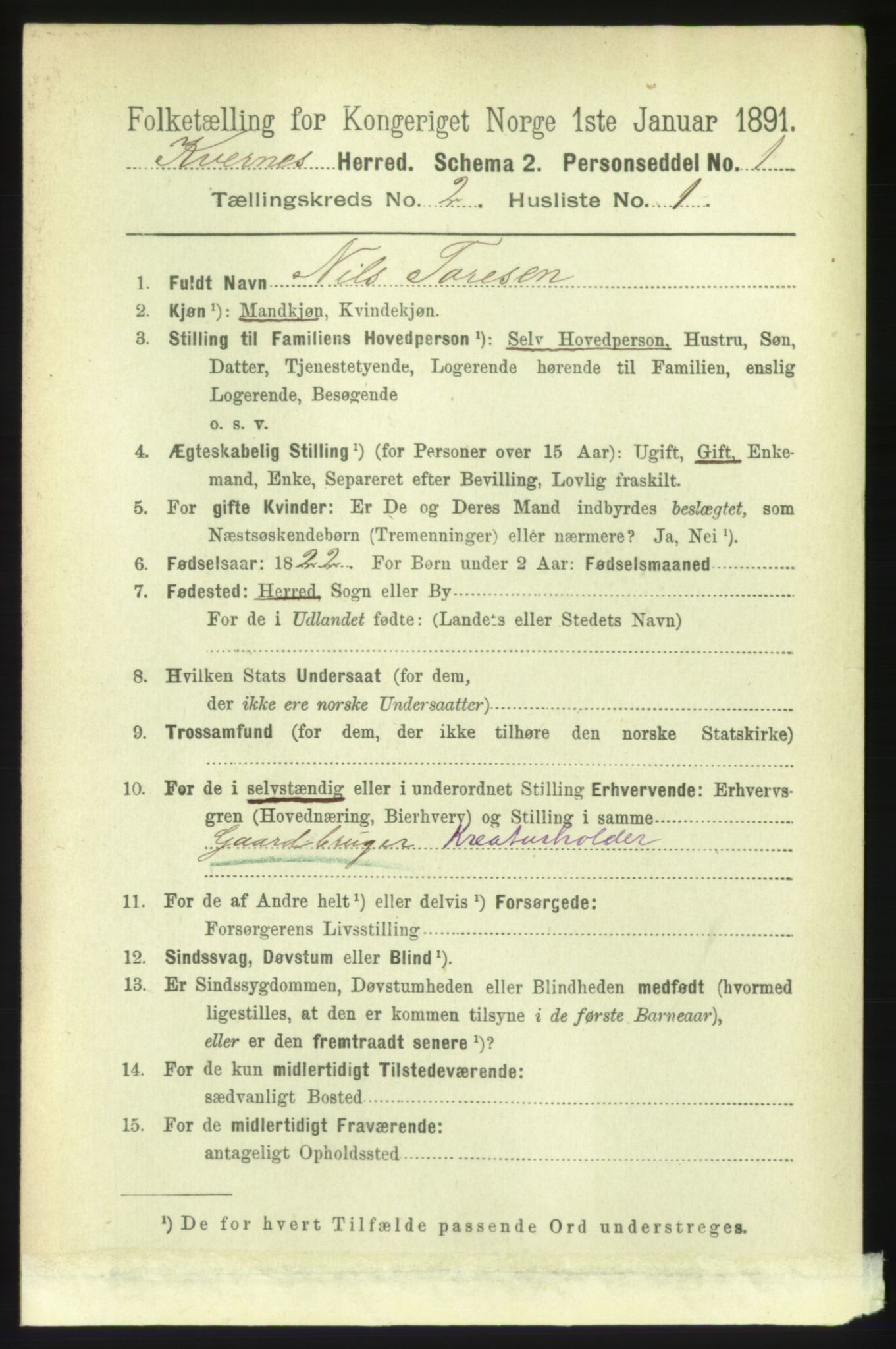 RA, 1891 census for 1553 Kvernes, 1891, p. 673