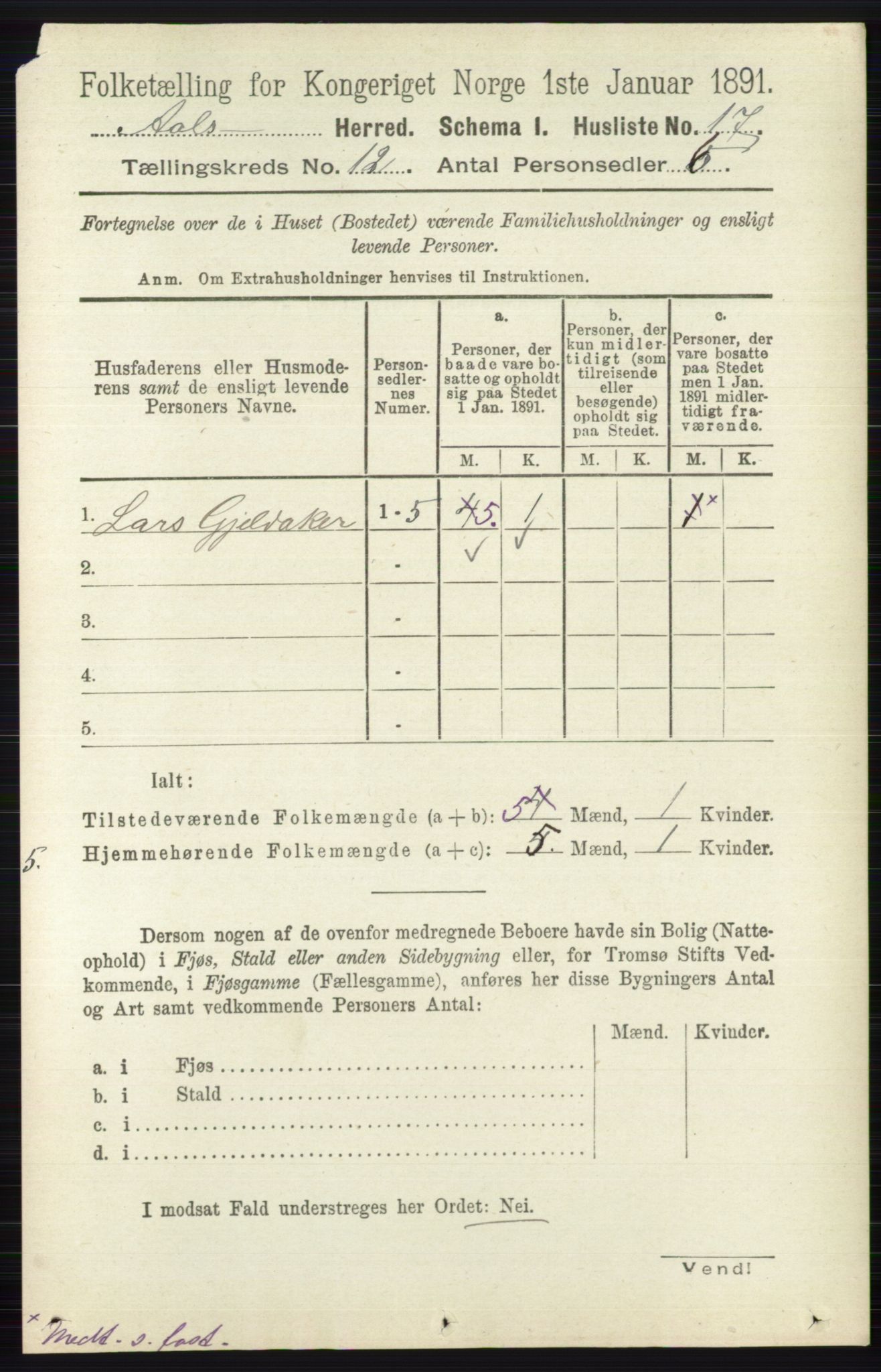 RA, 1891 census for 0619 Ål, 1891, p. 2986
