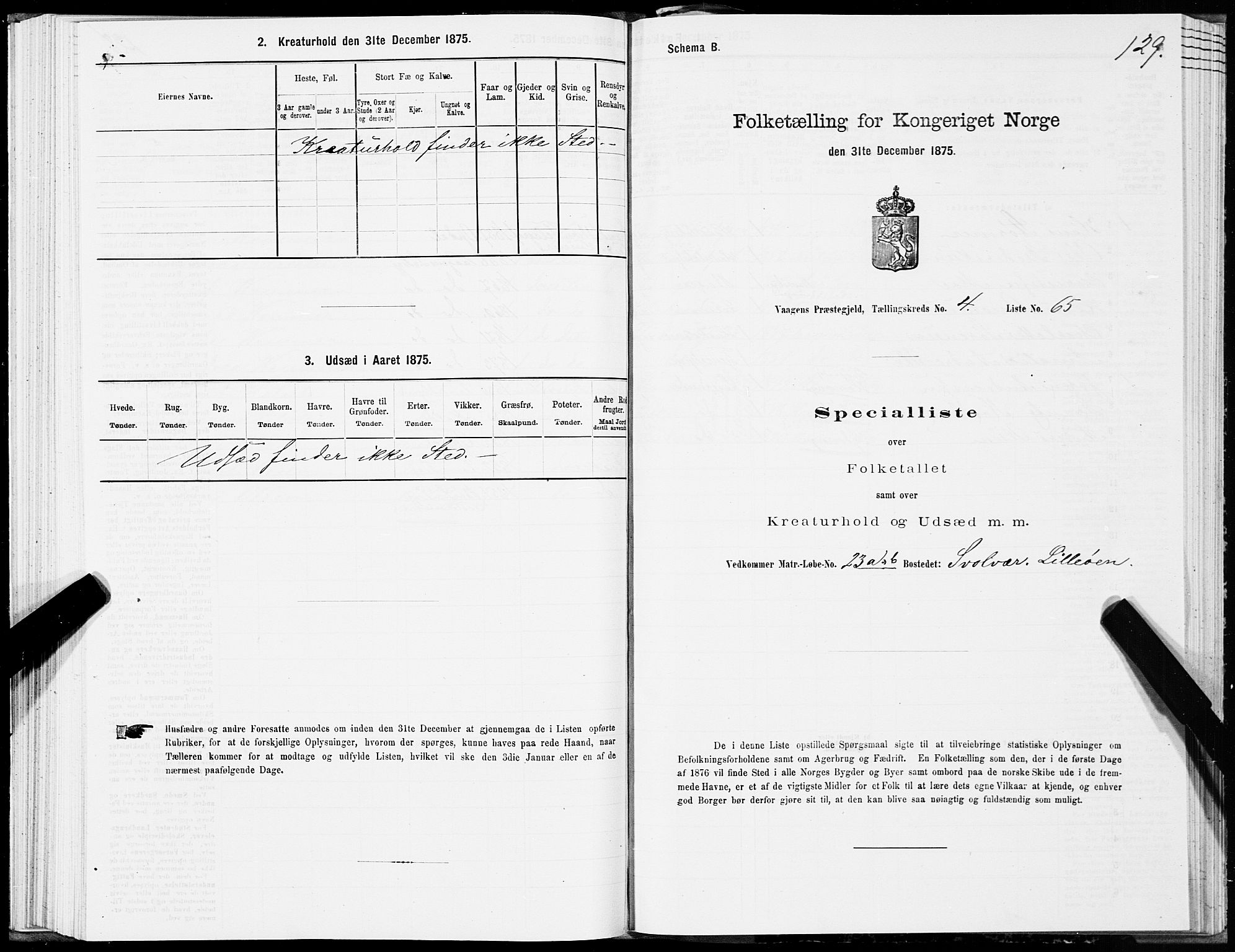 SAT, 1875 census for 1865P Vågan, 1875, p. 3129