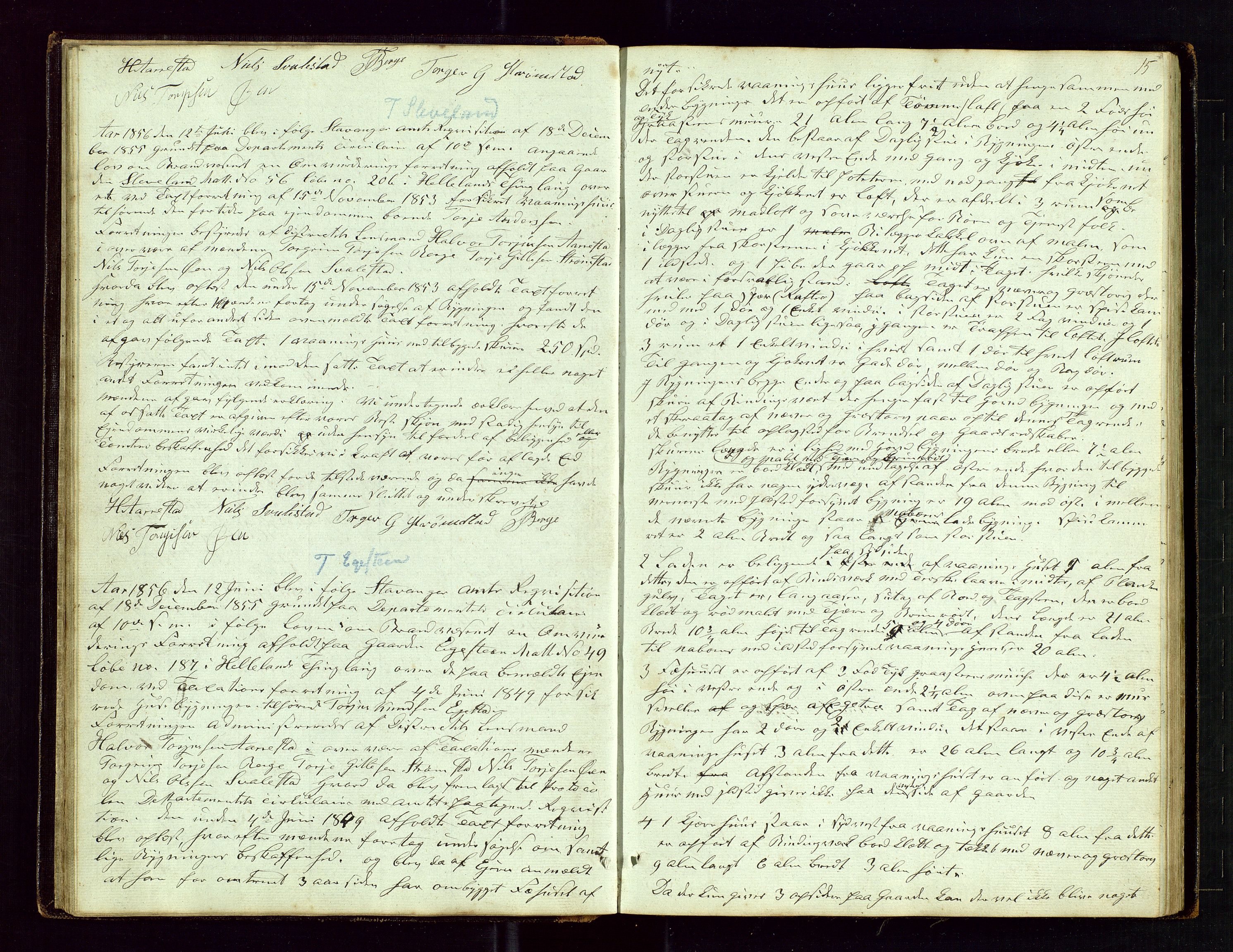 Helleland lensmannskontor, AV/SAST-A-100209/Goa/L0001: "Brandtaxations-Protocol for Hetlands Thinglag", 1847-1920, p. 14b-15a