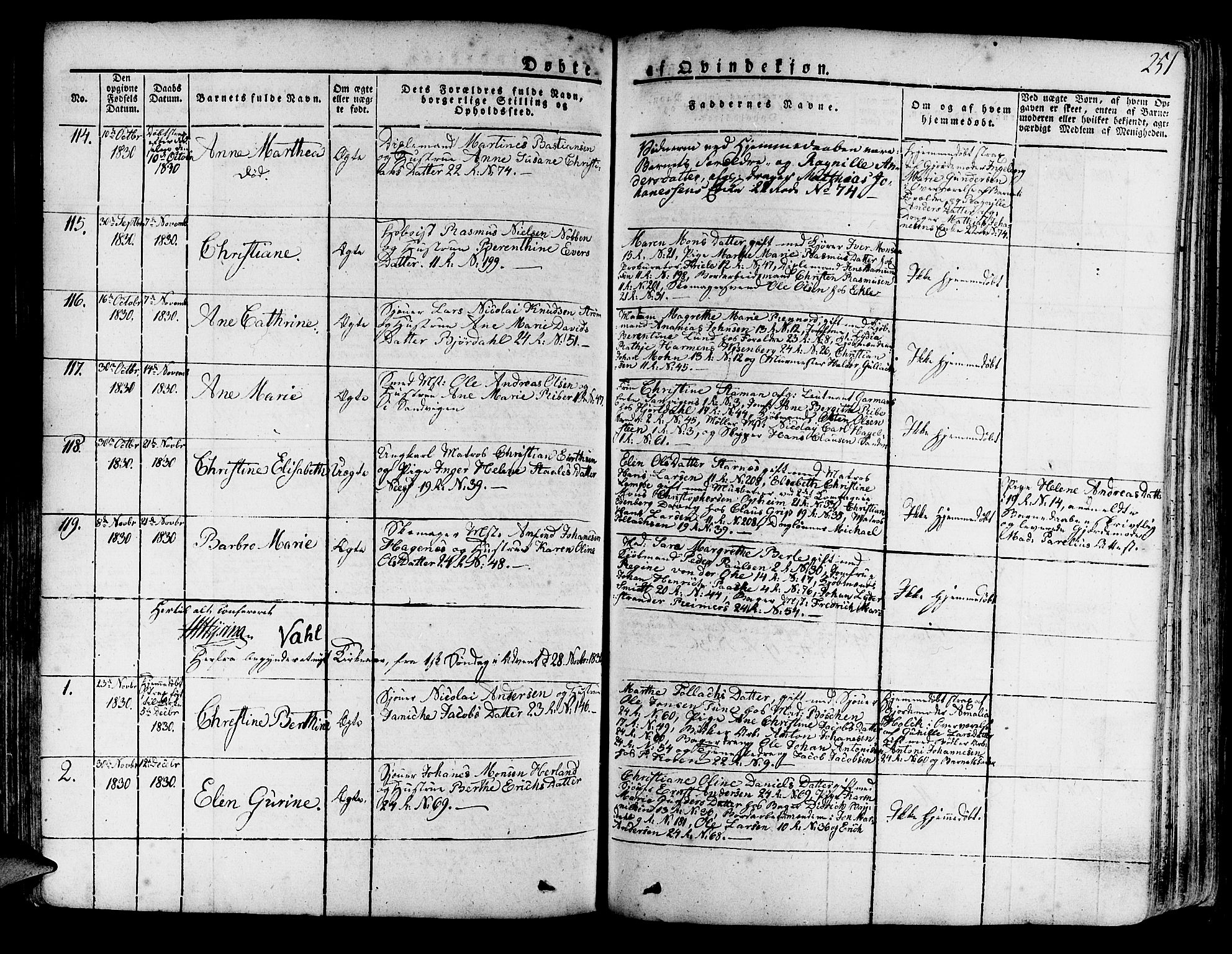 Korskirken sokneprestembete, AV/SAB-A-76101/H/Haa/L0014: Parish register (official) no. A 14, 1823-1835, p. 251