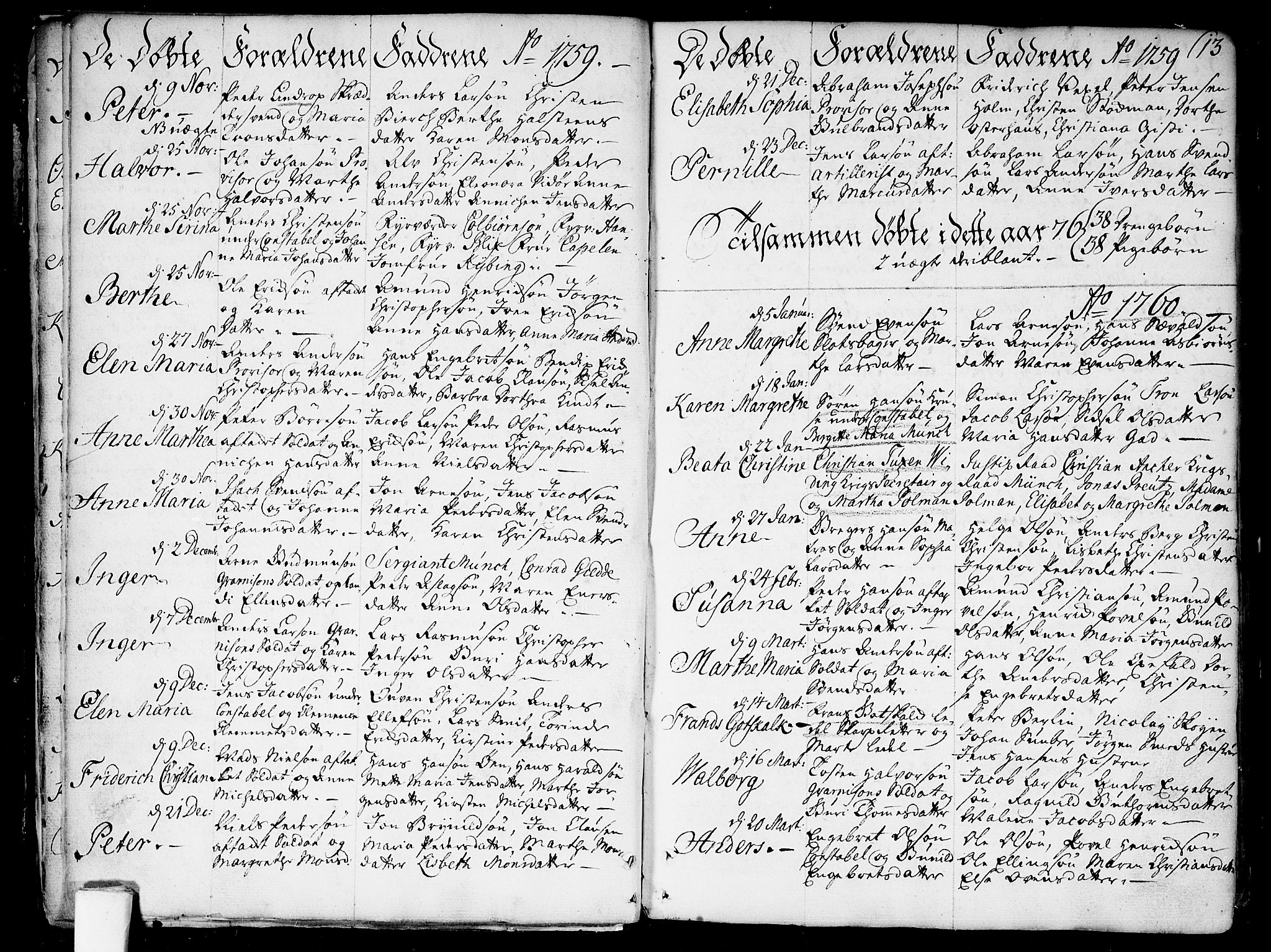 Garnisonsmenigheten Kirkebøker, SAO/A-10846/F/Fa/L0002: Parish register (official) no. 2, 1757-1776, p. 13